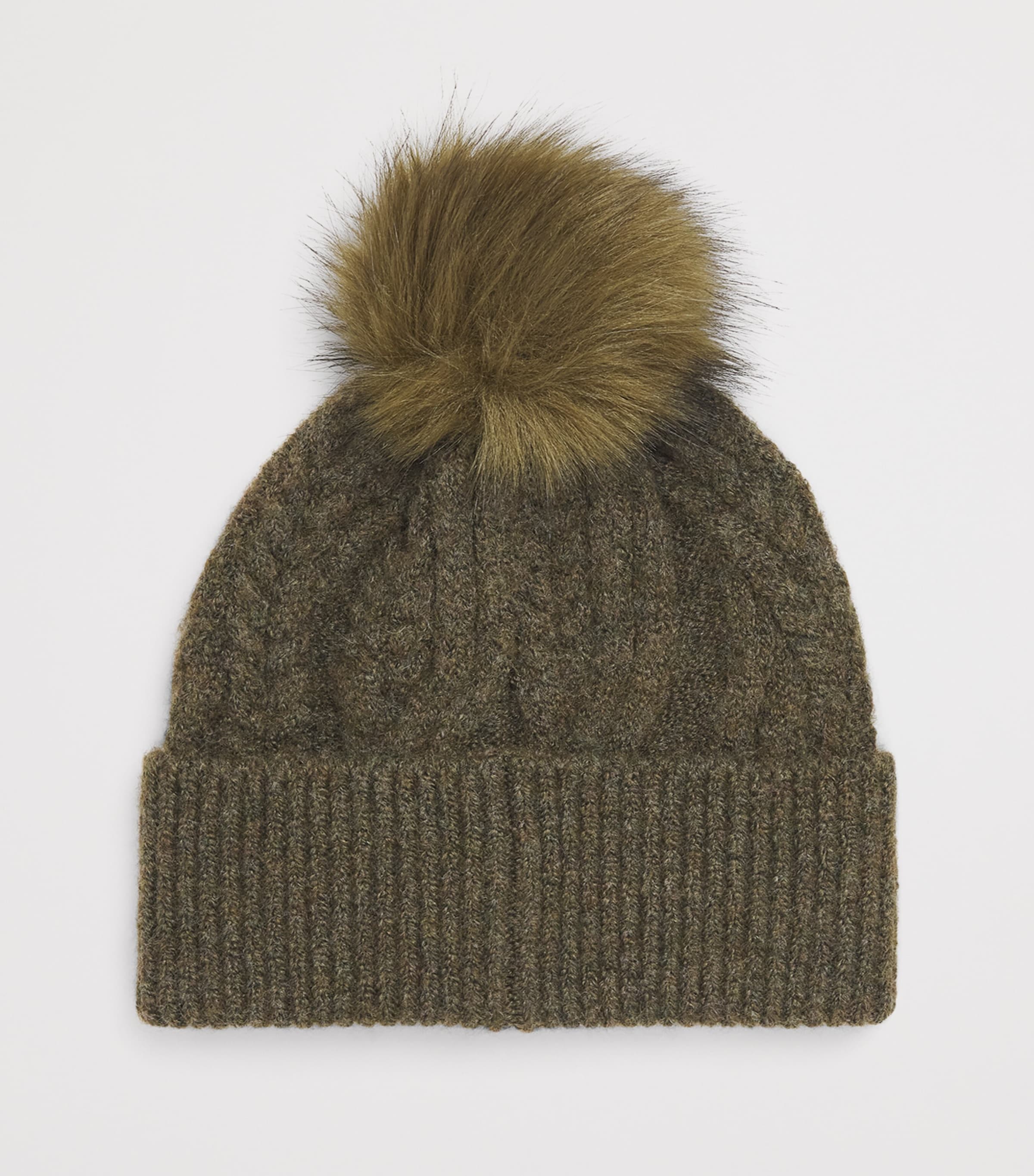 Barbour Pom-Pom Elsdon Beanie Olive Image 2