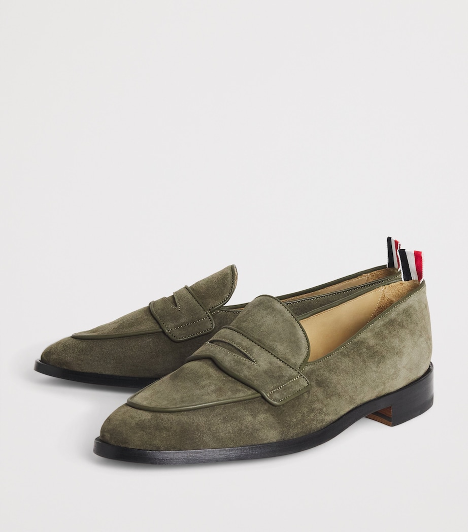Leather Varsity Penny Loafers DK GREEN Image 3