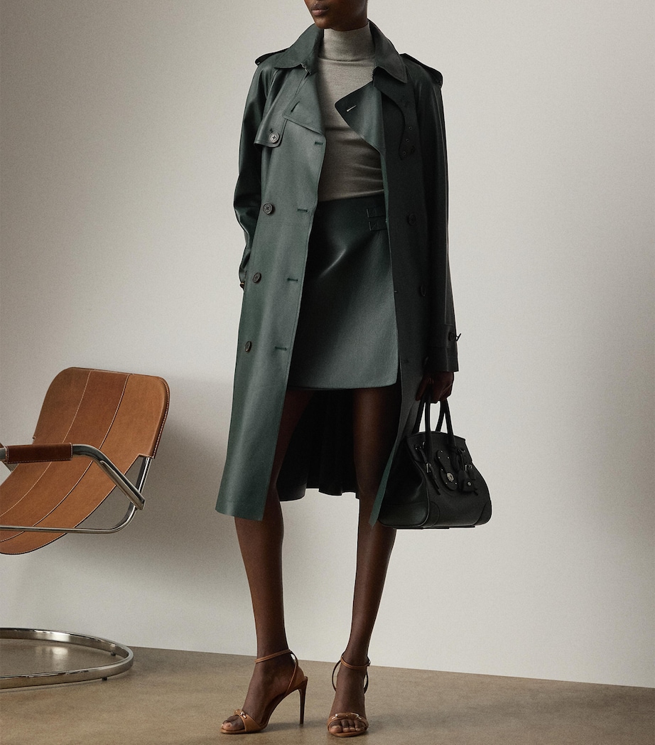 Leather Trench Coat DARK RACING GREEN Image 6