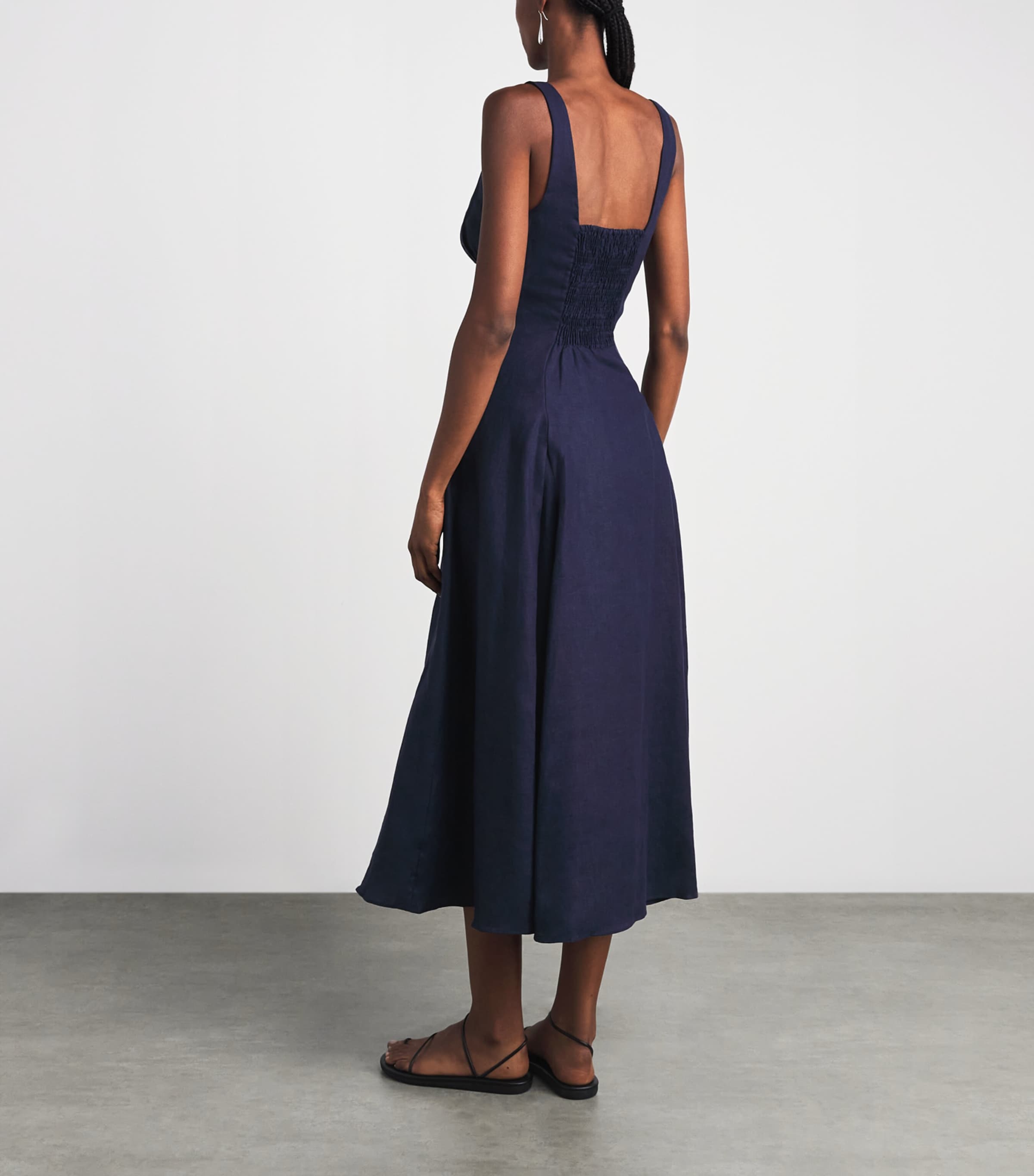 Faithfull The Brand Womens Linen Adalee Midi Dress Navy Image 4