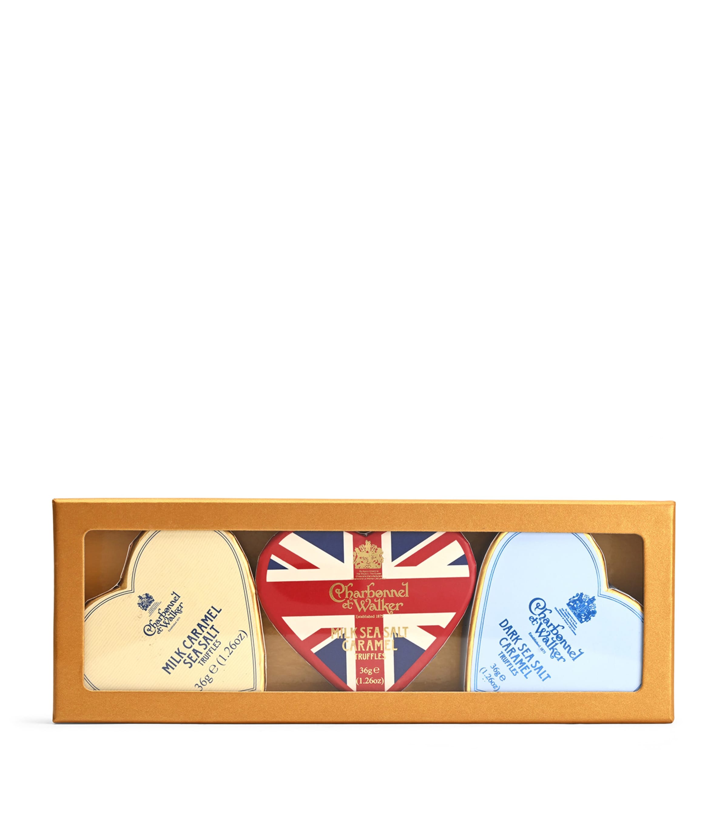 Charbonnel et Walker Set of 3 Salted Caramel Mini Chocolate Hearts (105g) | Food | Chocolates | Chocolate Boxes | Free From | Vegetarian | Designers | Charbonnel et Walker