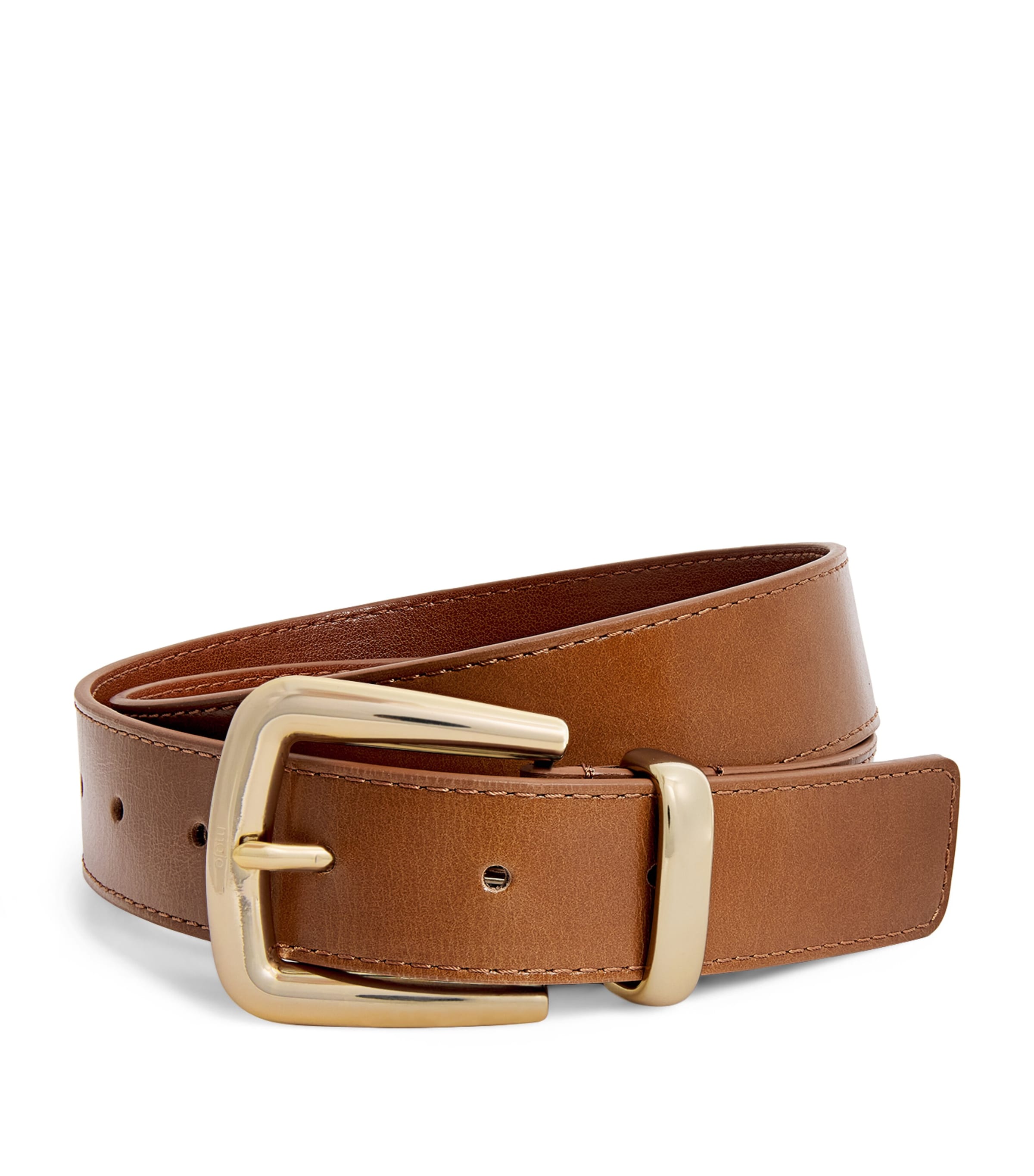 Maje Leather Square-buckle Belt In Brown