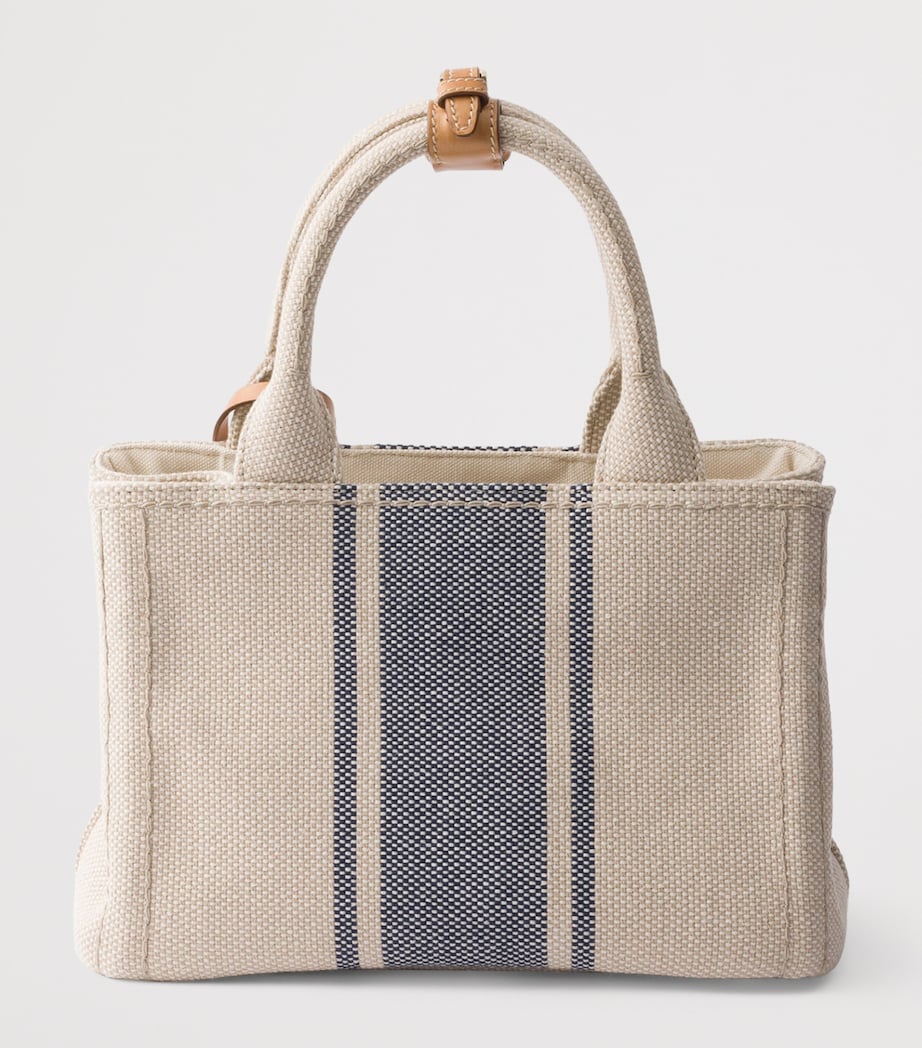 Prada Small Canvas Jardinière Tote Bag Neutral Image 3