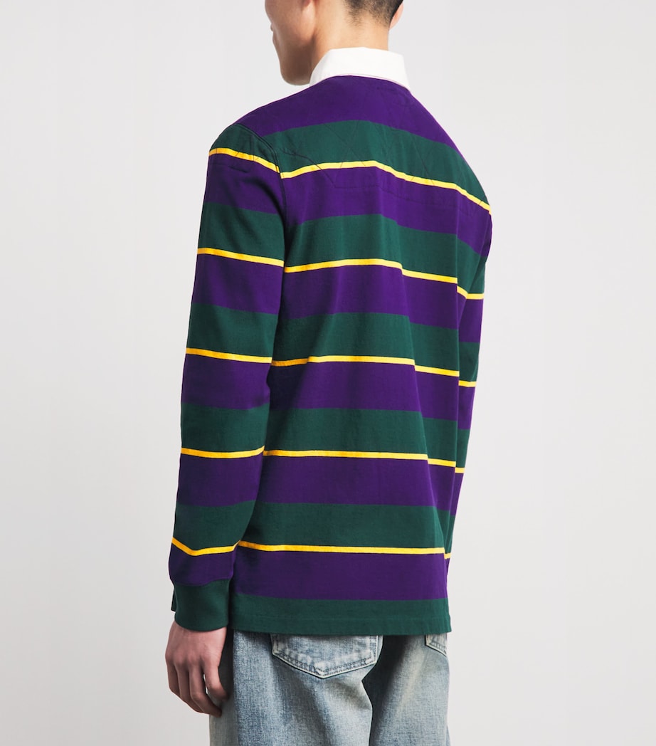 Polo Ralph Lauren Mens Cotton Stripe Embroidered Rugby Shirt Branford Purple Mlti Image 5
