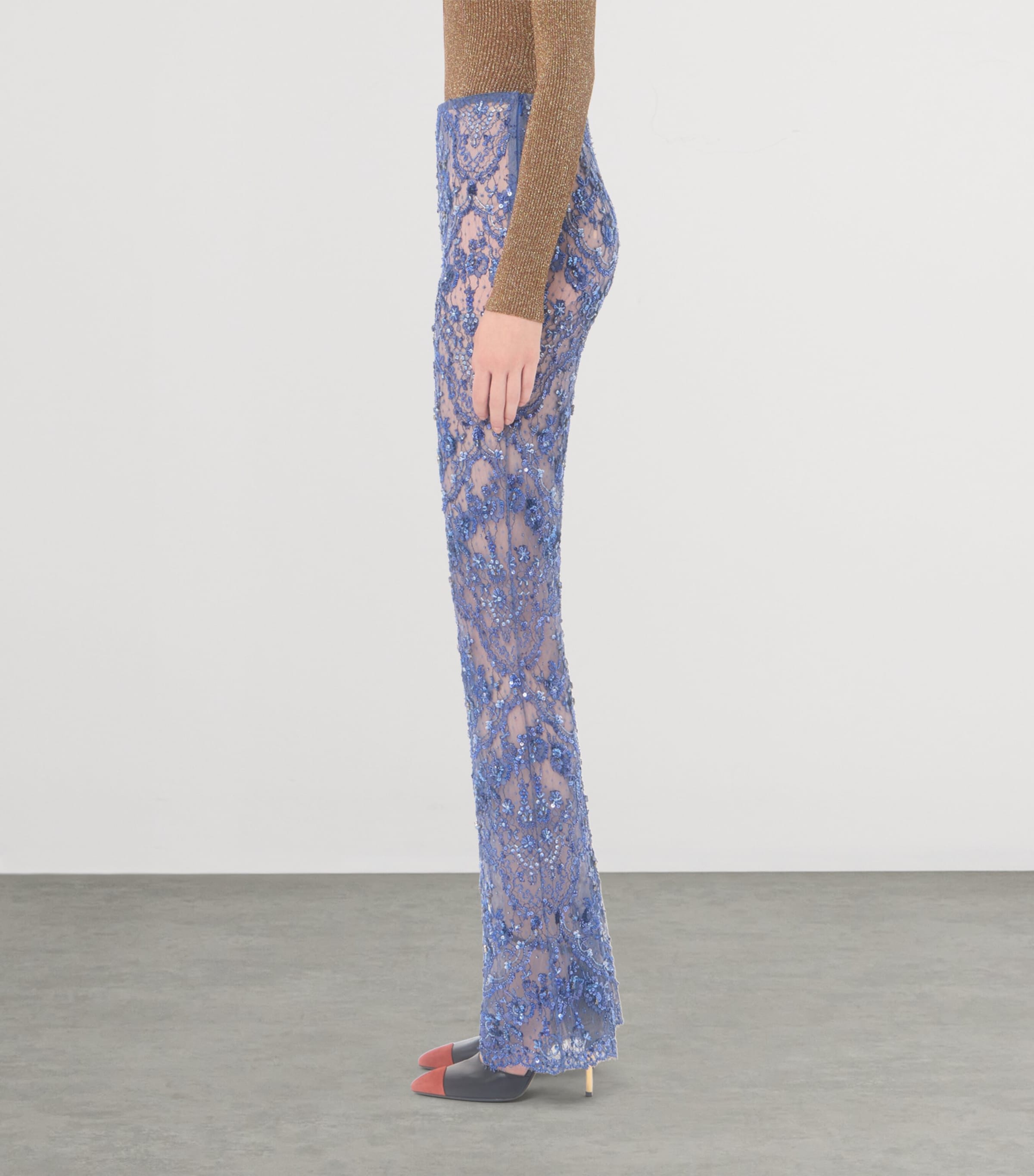 Valentino Womens Lace Sequinned Flared Trousers Image 4