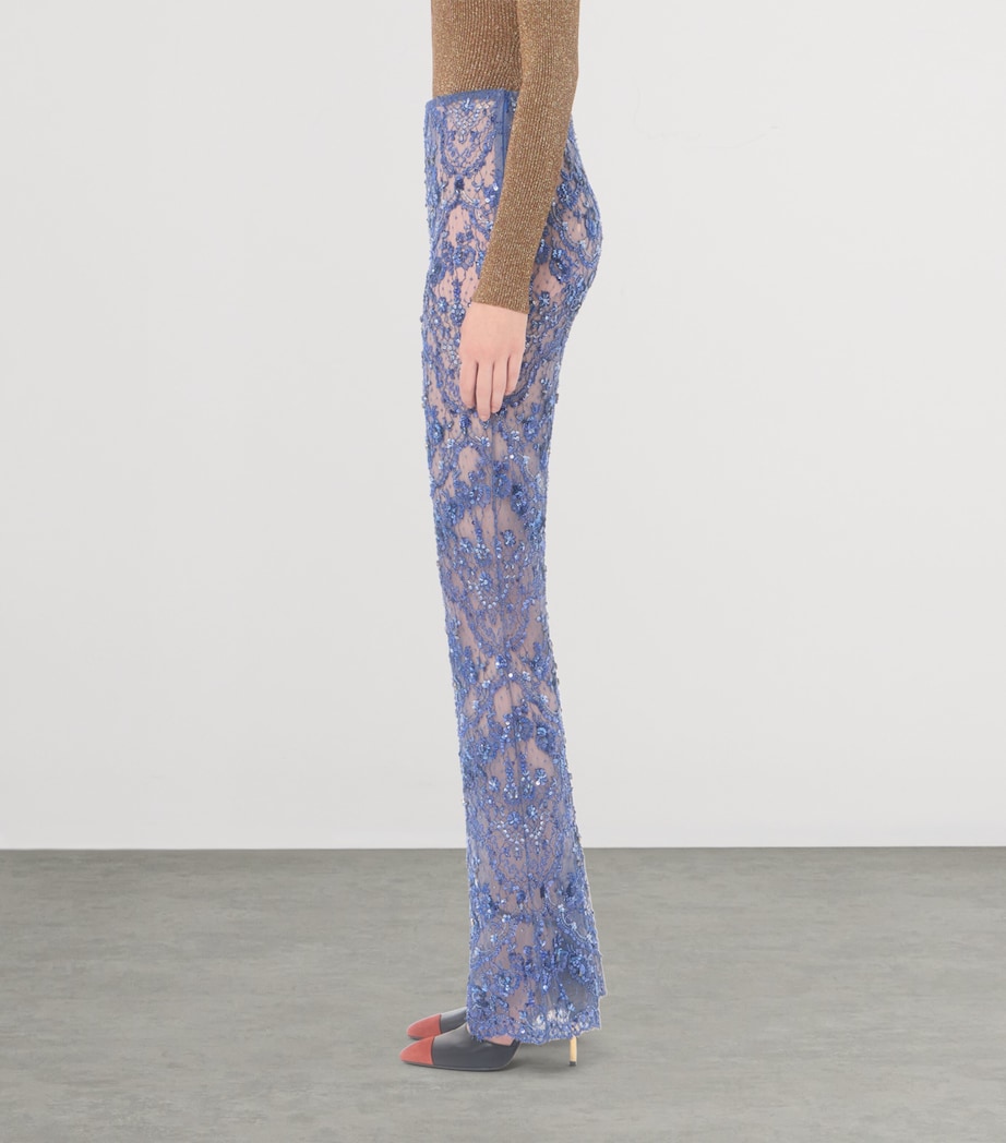 Valentino Womens Lace Sequinned Flared Trousers Image 4