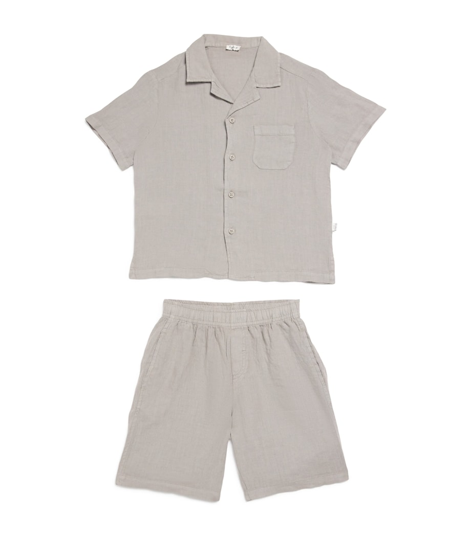 Linen Shirt and Shorts Set (3-12 Years) 048 GREY Image 1
