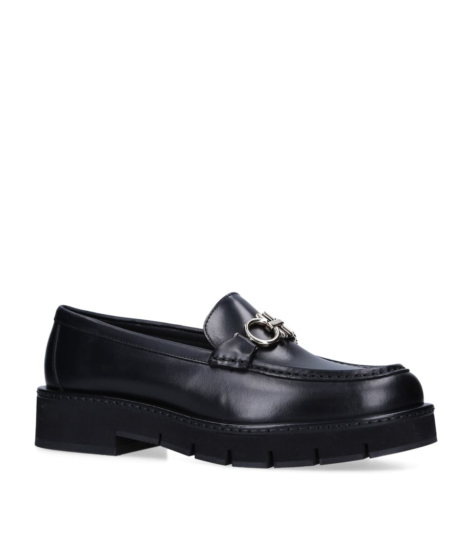 Leather Rolo Lug Loafers BLACK Image 3