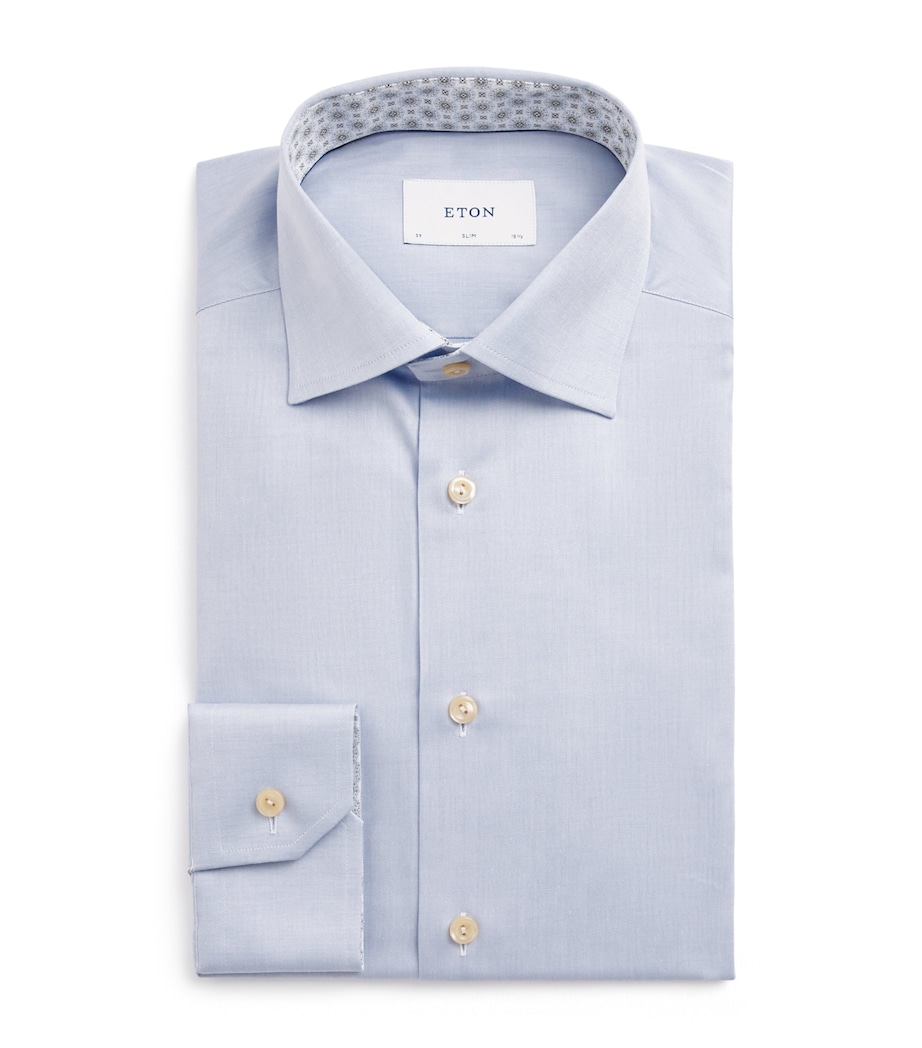Eton Mens Cotton Slim Fit Shirt Light Blue Image 1