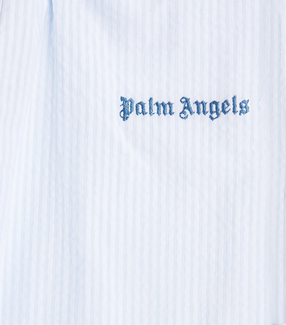 Palm Angels Kids Cotton Seersucker Drawstring Trousers (4-12+ Years) Bimbo/bby Blu Image 3