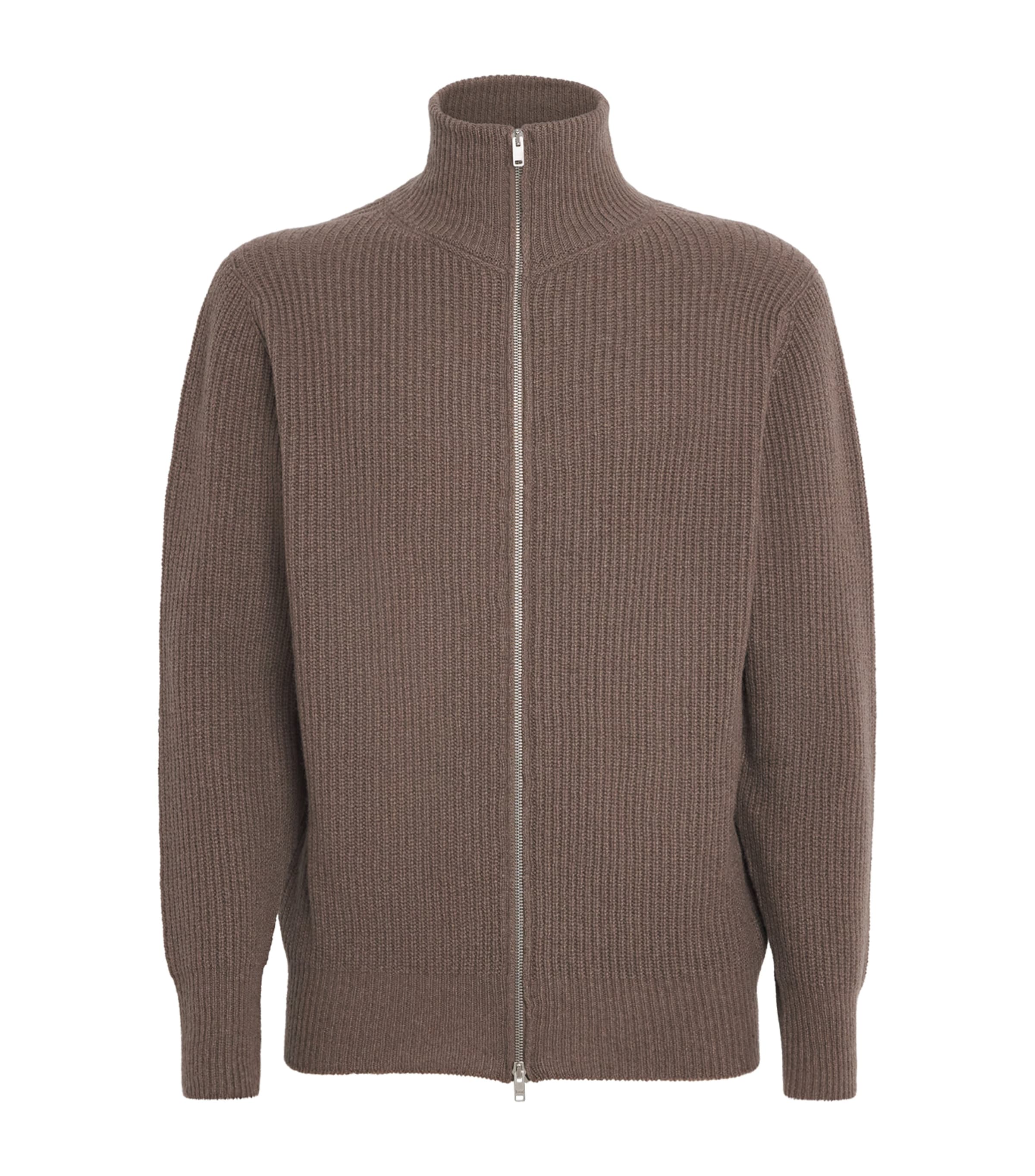 John Smedley Beige Wool-Cashmere Mallam Zip-Up Cardigan | Harrods US