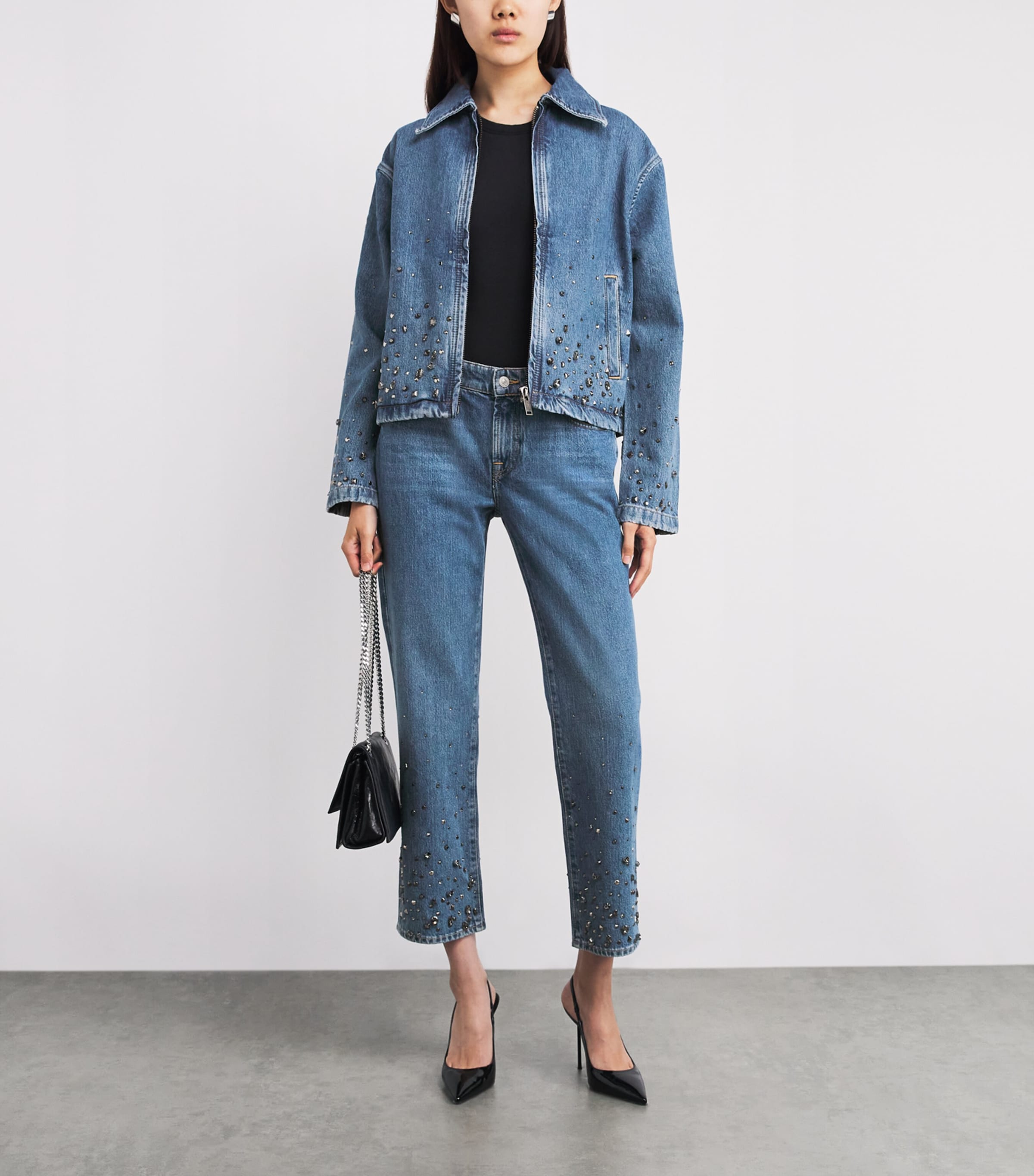 Embellished Denim Jacket DANCE WITH CRYS Image 2