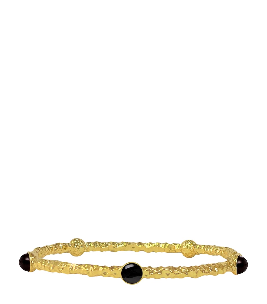 Gold-Plated Cabochon Bangle BLACK Image 1