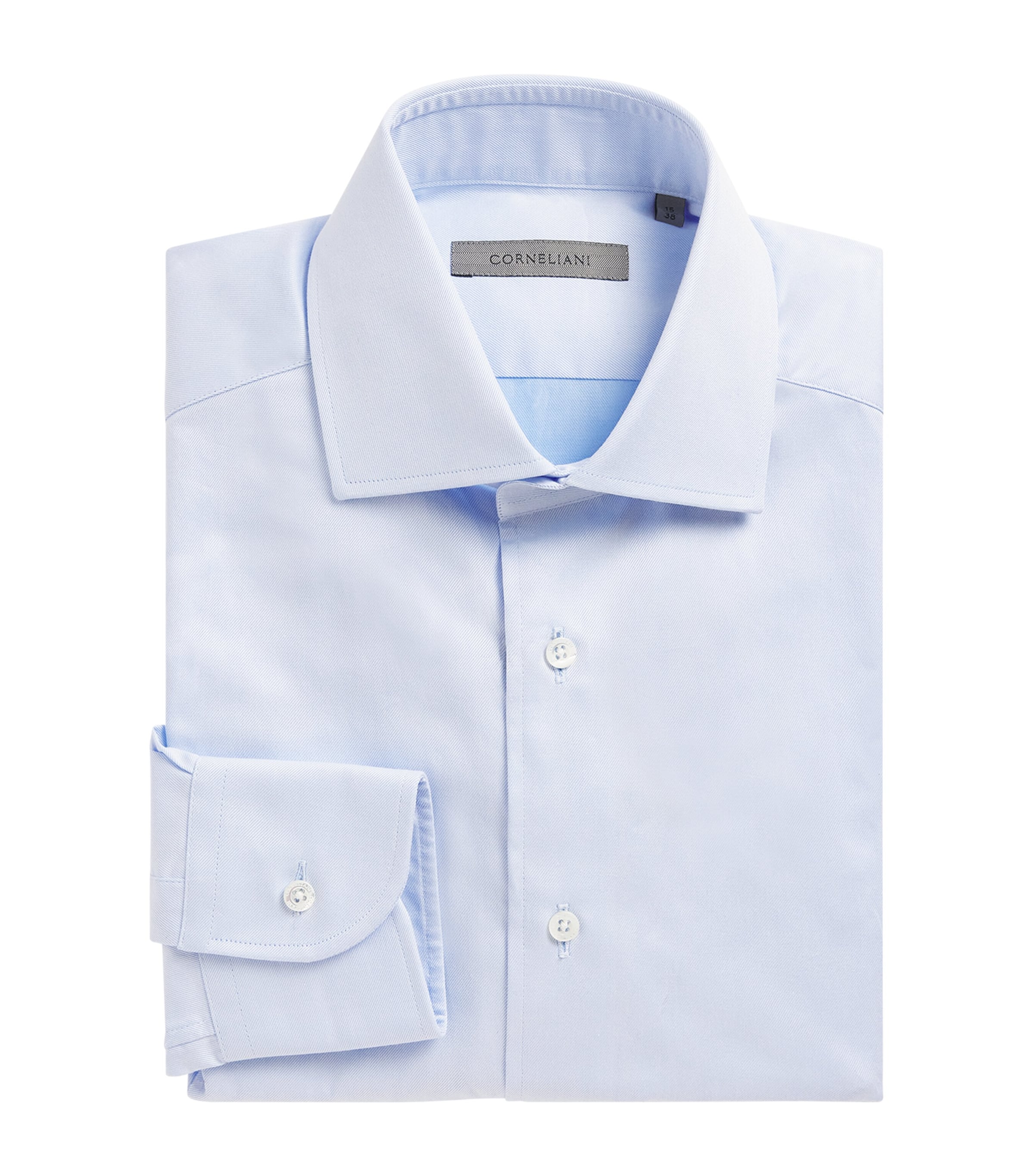 Corneliani Mens Cotton Twill Shirt Sky Blue Image 1