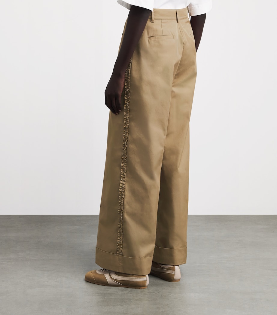 Claudie Pierlot Womens Cotton-Blend Wide-Leg Trousers Beige Image 5