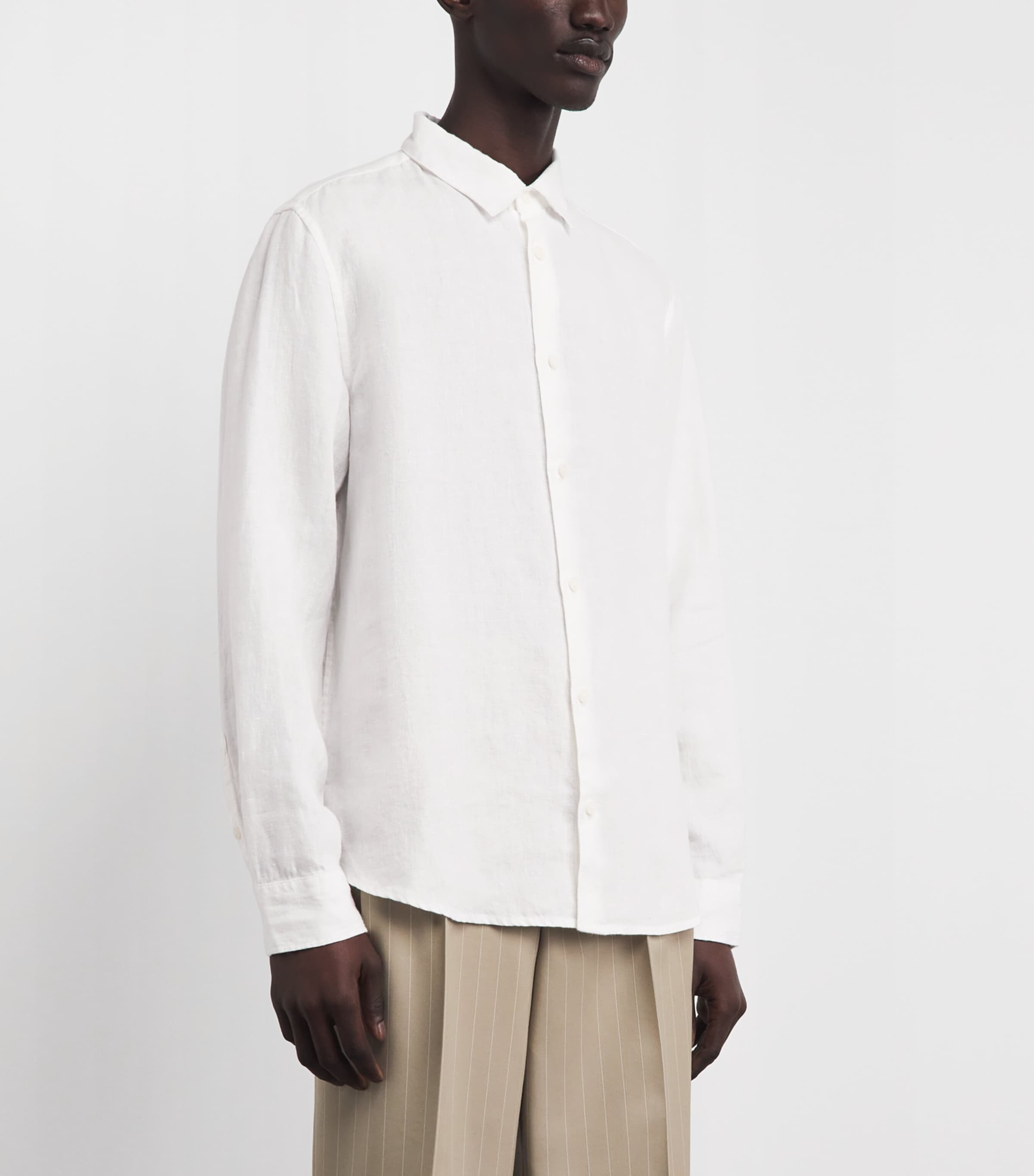 Wax London Mens Linen Dartford Shirt White Image 4