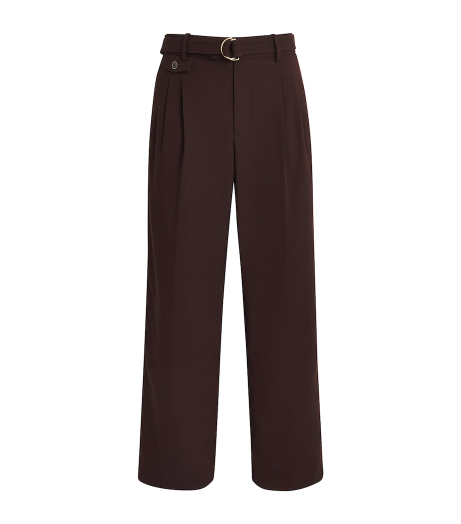 Drôle De Monsieur Mens Belted Wide-Leg Trousers Brown Image 1