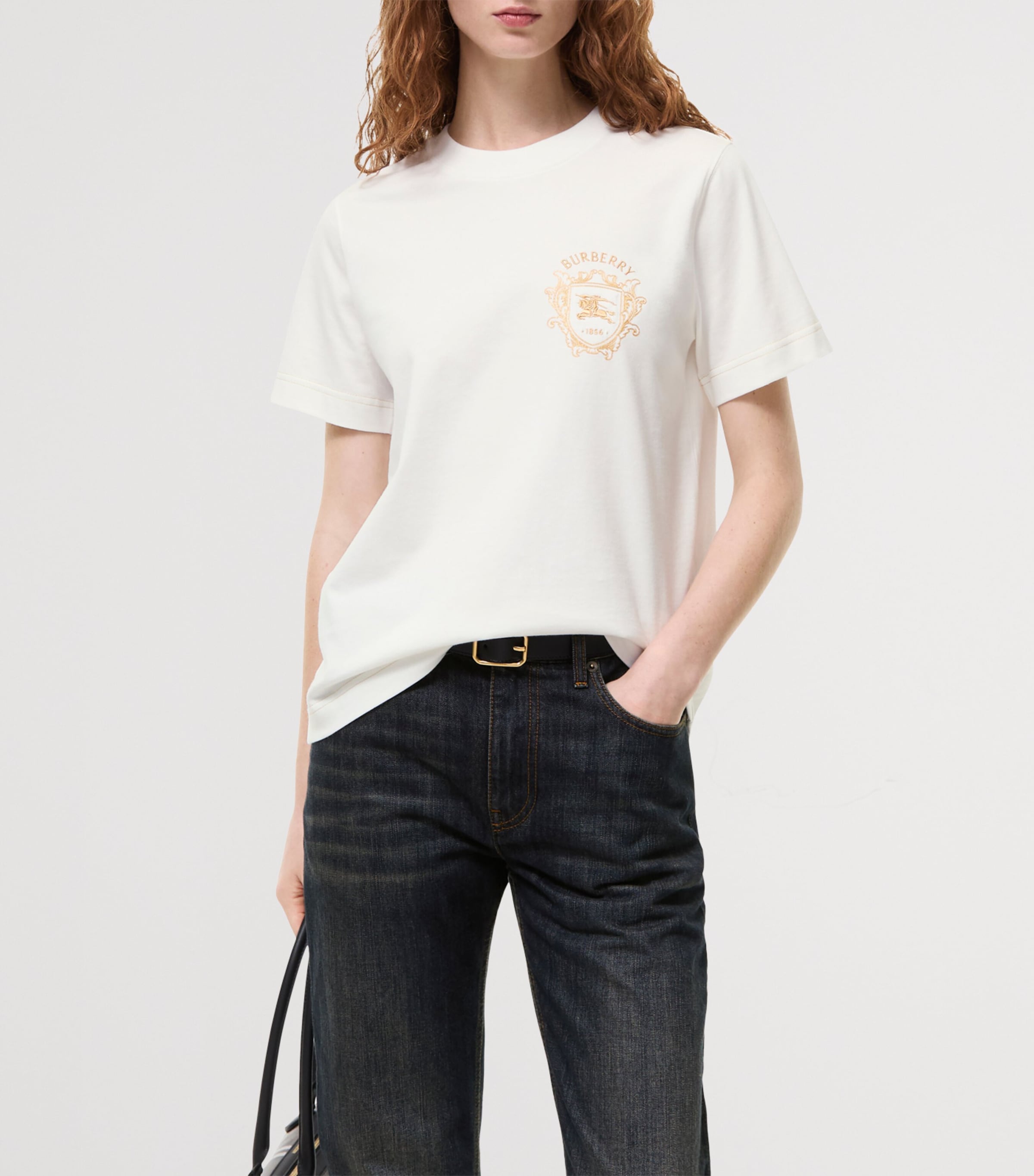 Burberry Womens Cotton EKD Crest T-Shirt Chalk Image 2