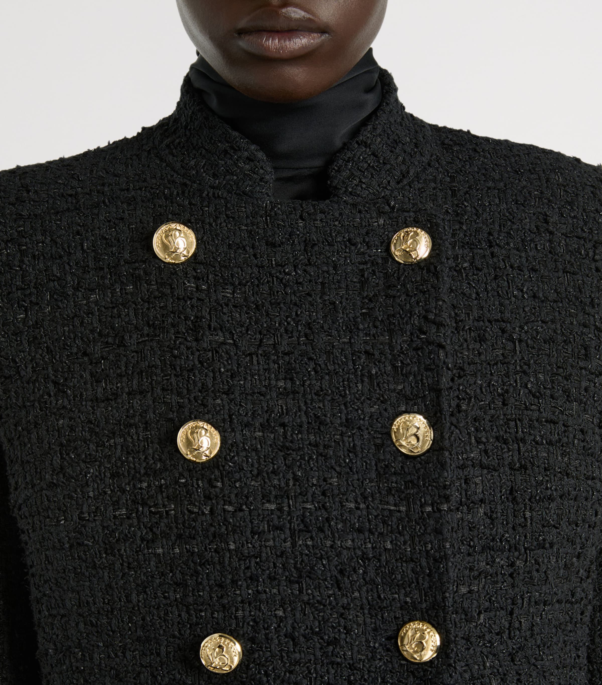 Balmain Womens Tweed Officer Jacket Noir Image 6