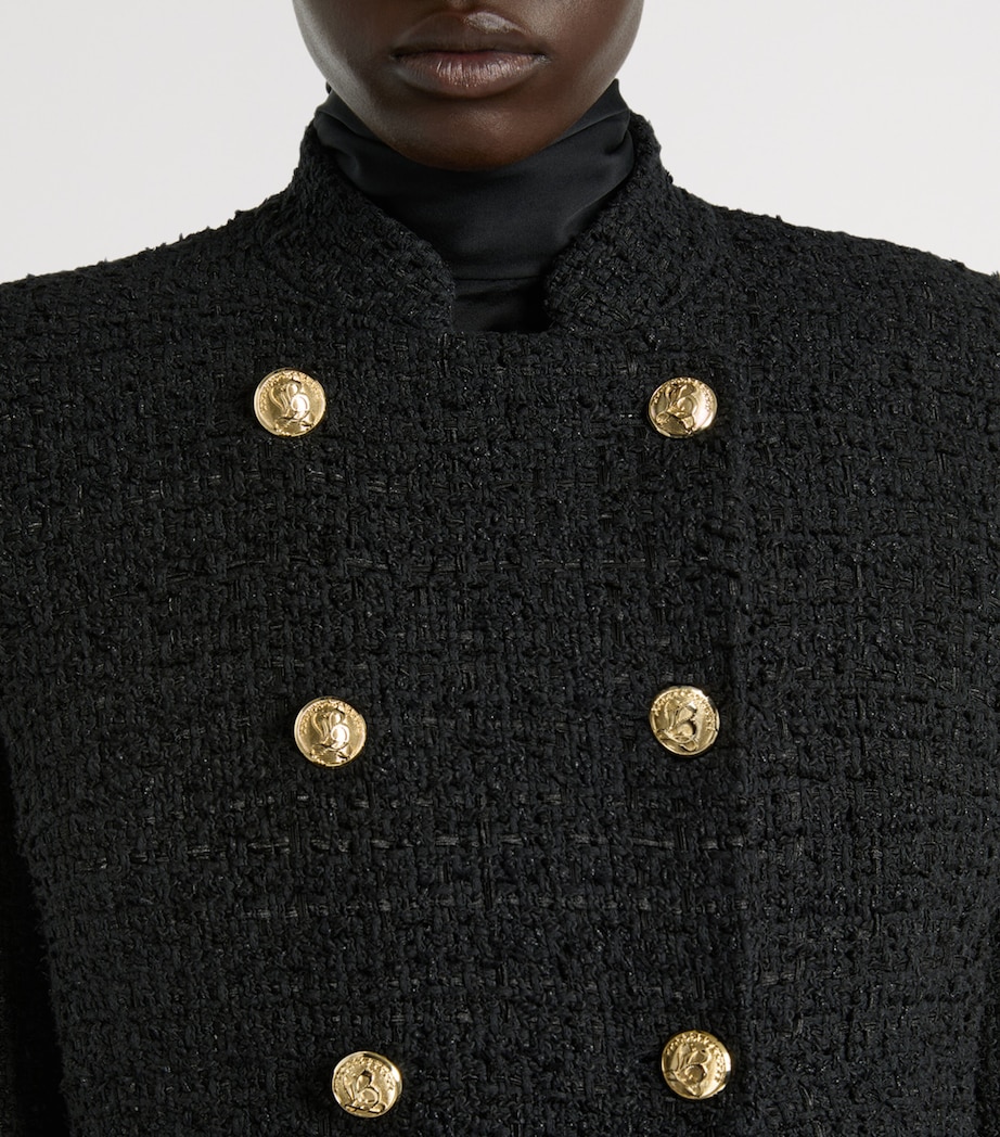 Balmain Womens Tweed Officer Jacket Noir Image 6