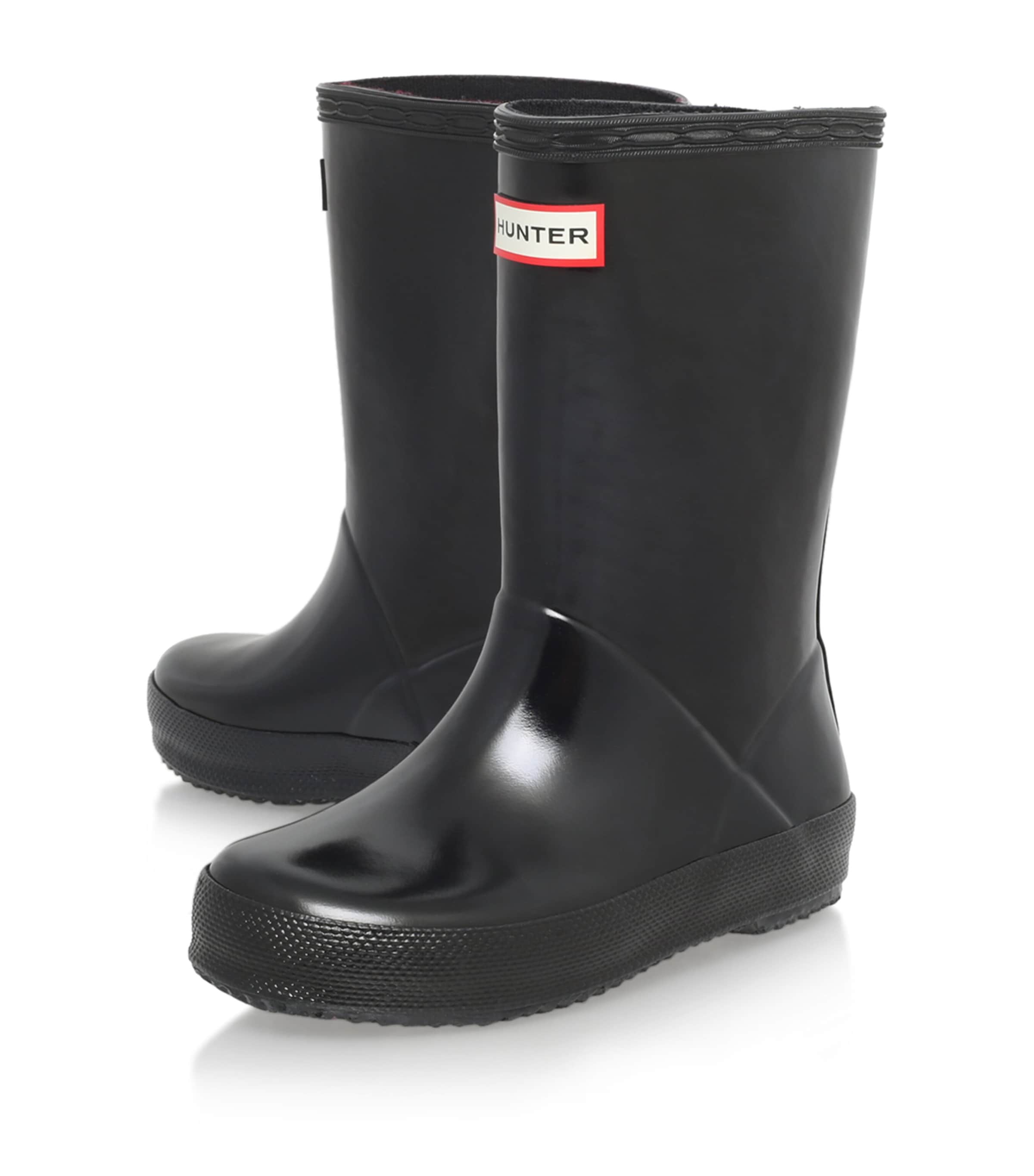 Hunter Kids First Gloss Welly Boots Black Image 2