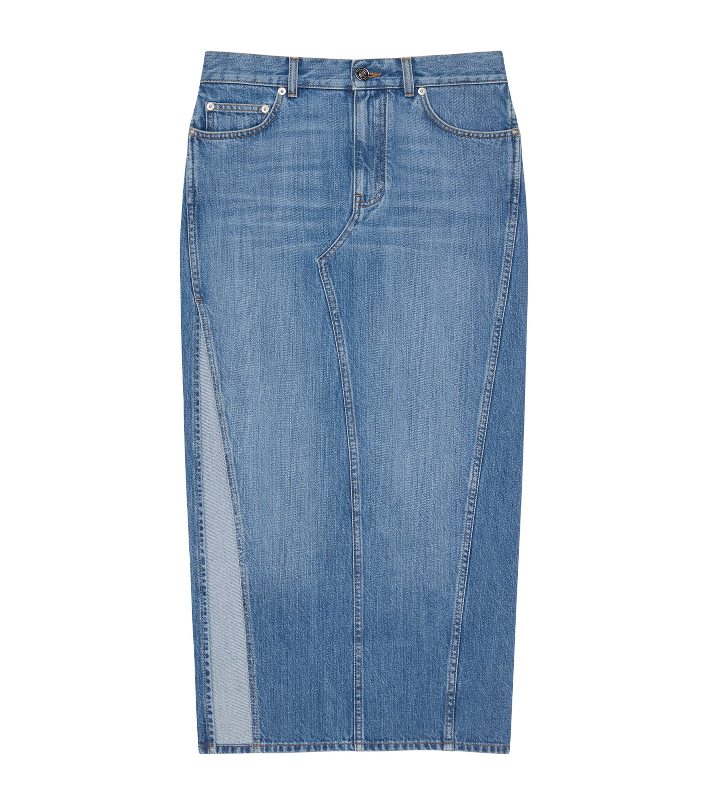 Givenchy Denim High Slit Midi Skirt