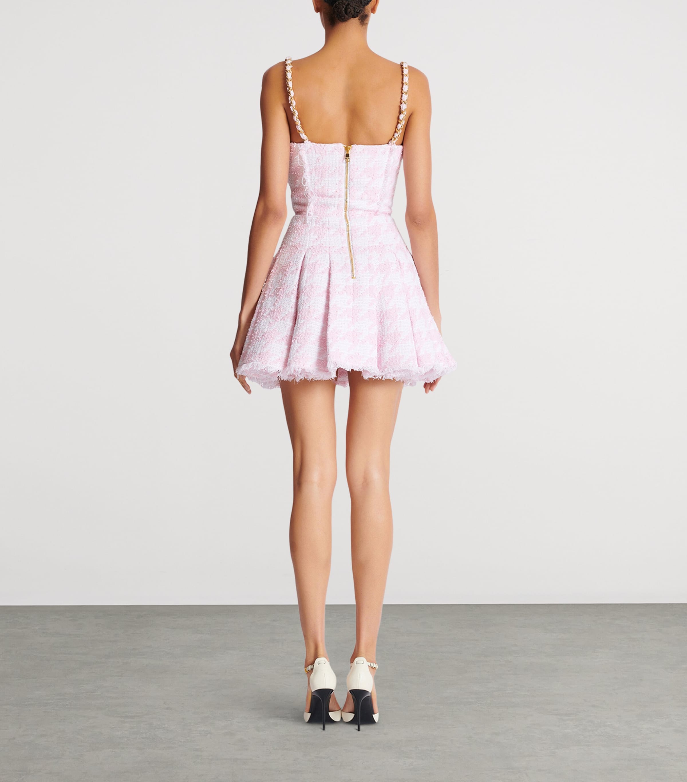Balmain Tweed Houndstooth Mini Dress | Harrods US