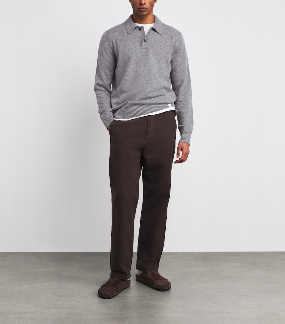 Merino Lambswool Polo Sweater GREY MELANGE Image 2