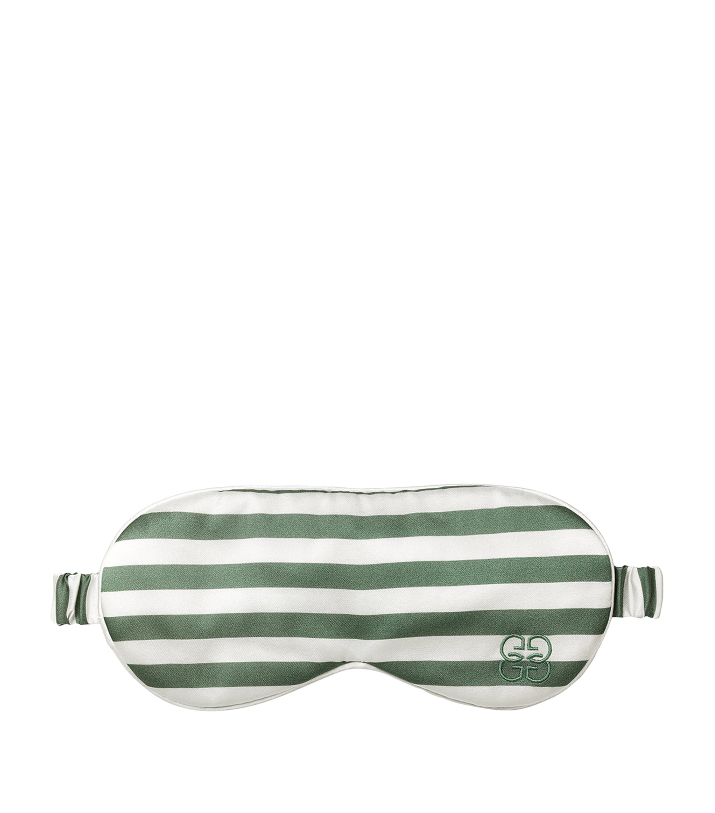 Mulberry Silk Eye Mask and Laundry Bag GREEN & IVORY Image 2