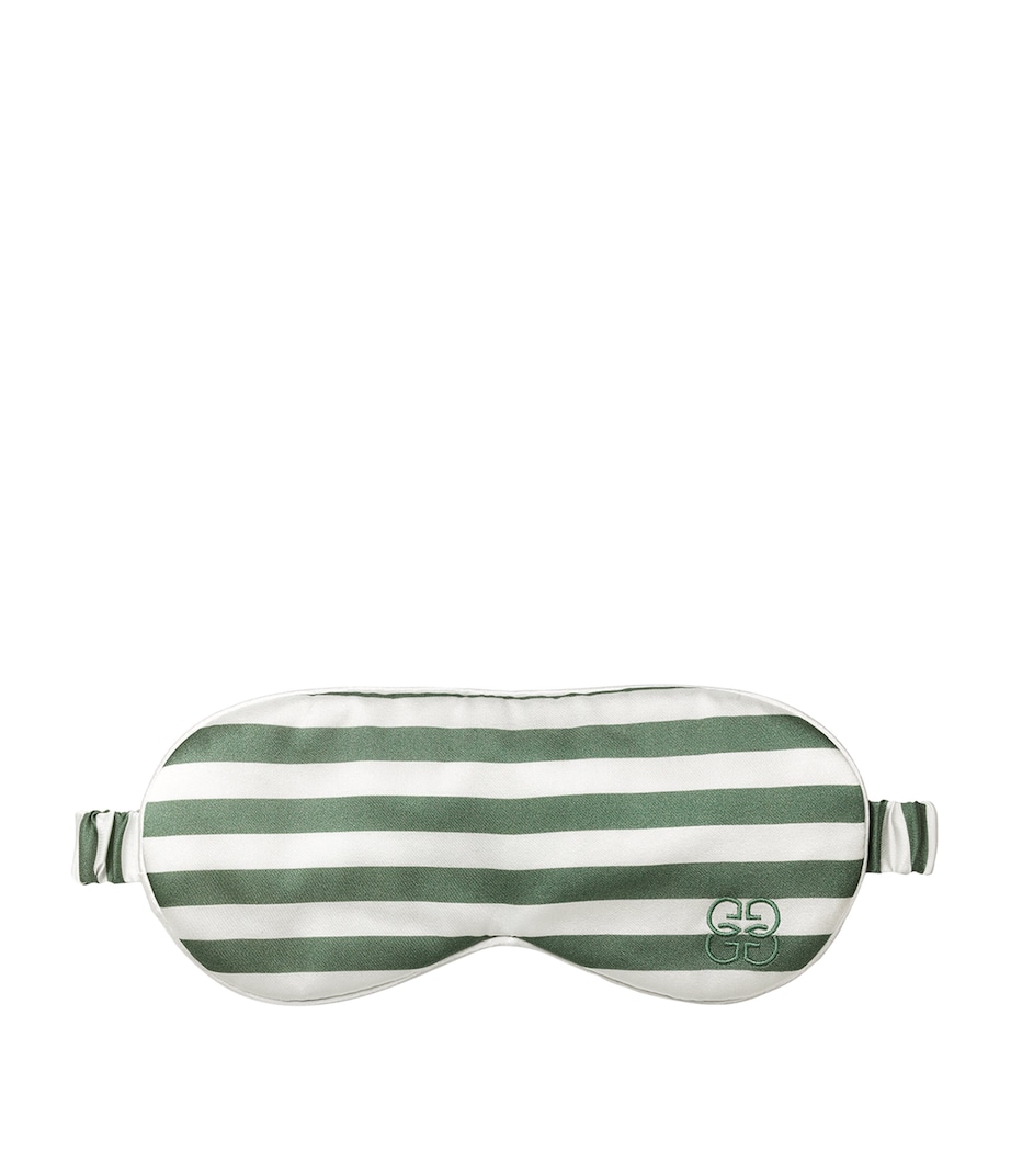 Mulberry Silk Eye Mask and Laundry Bag GREEN & IVORY Image 2