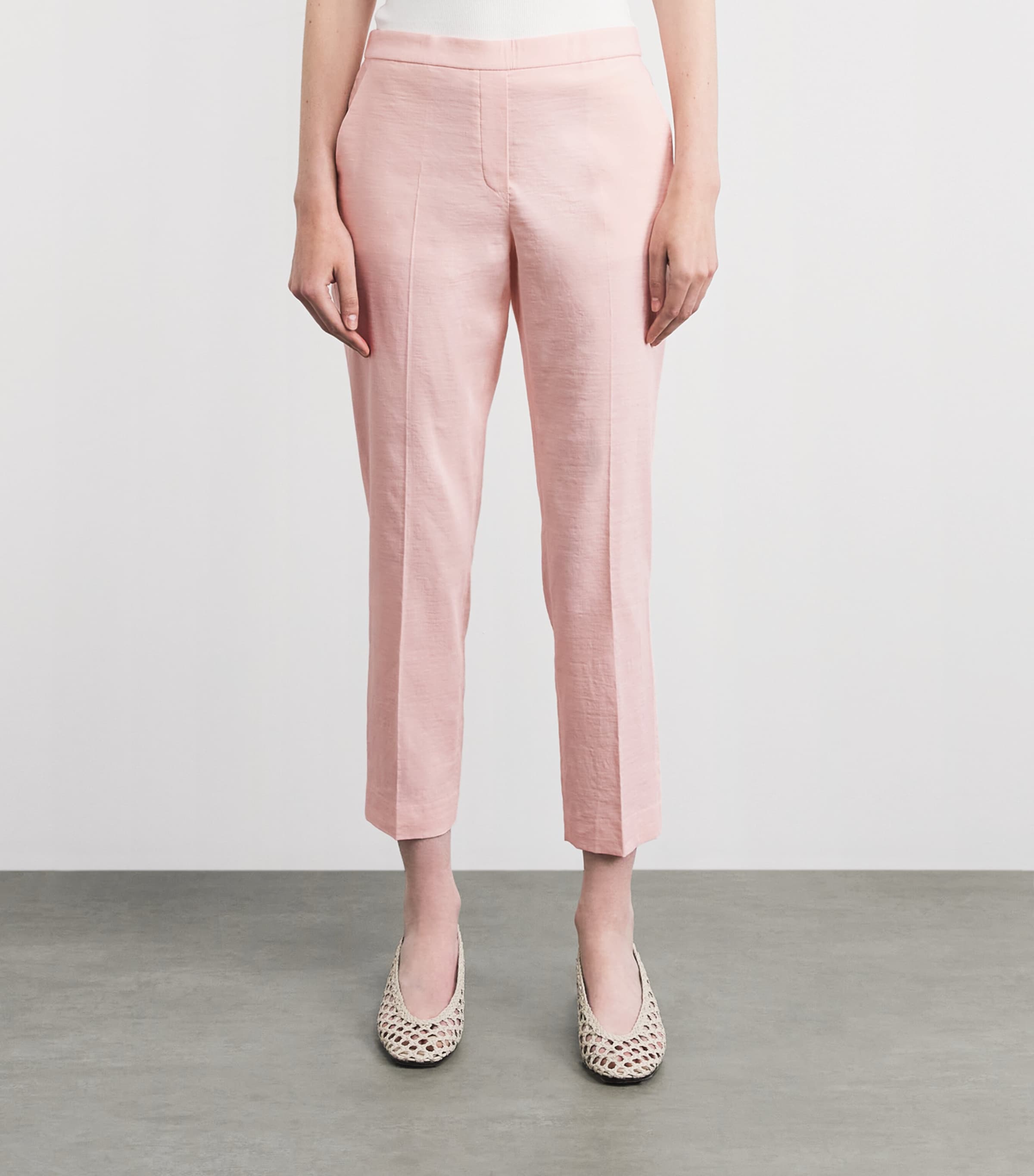 Theory Linen-Blend Straight Chinos Xke Warm Pink Image 4