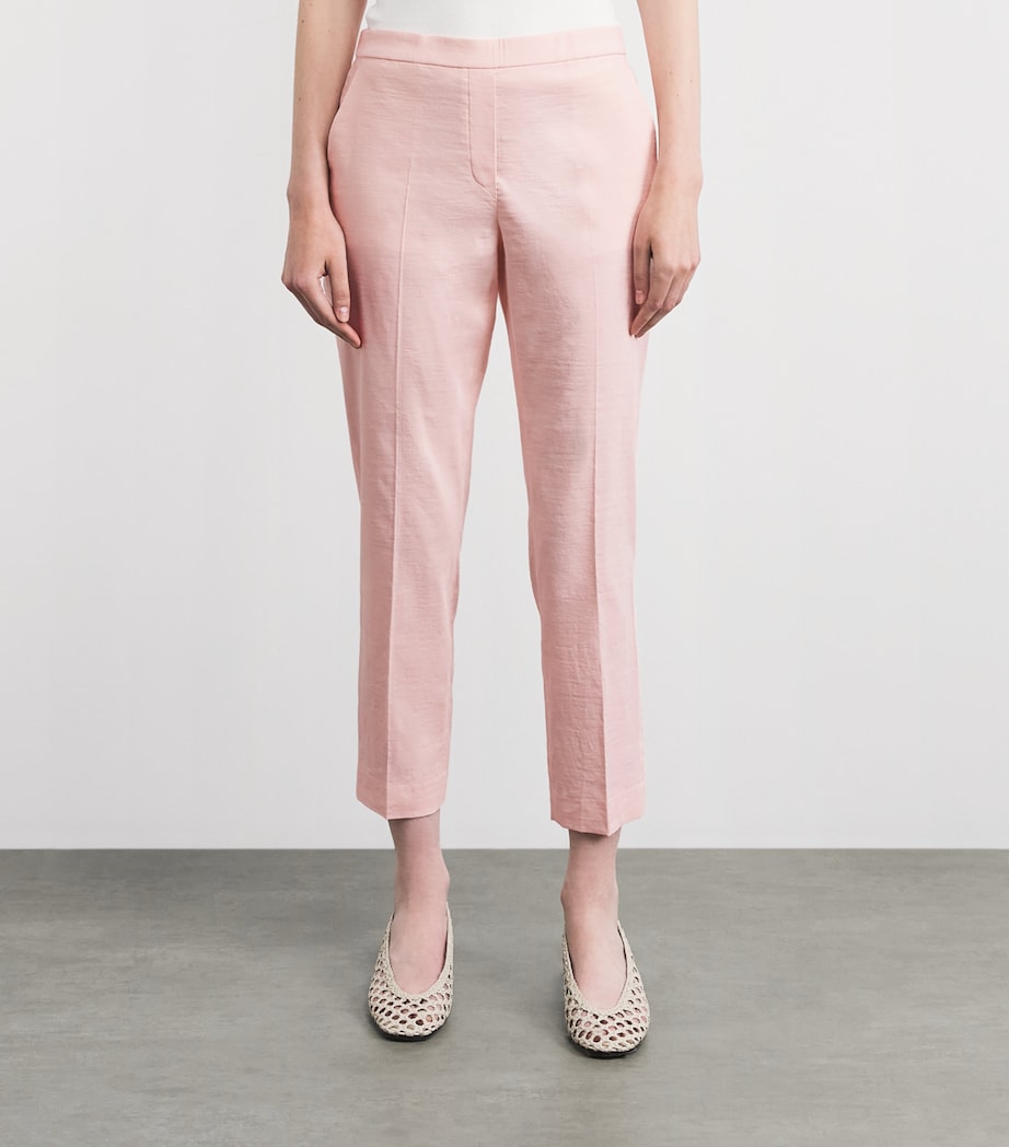 Theory Linen-Blend Straight Chinos Xke Warm Pink Image 4