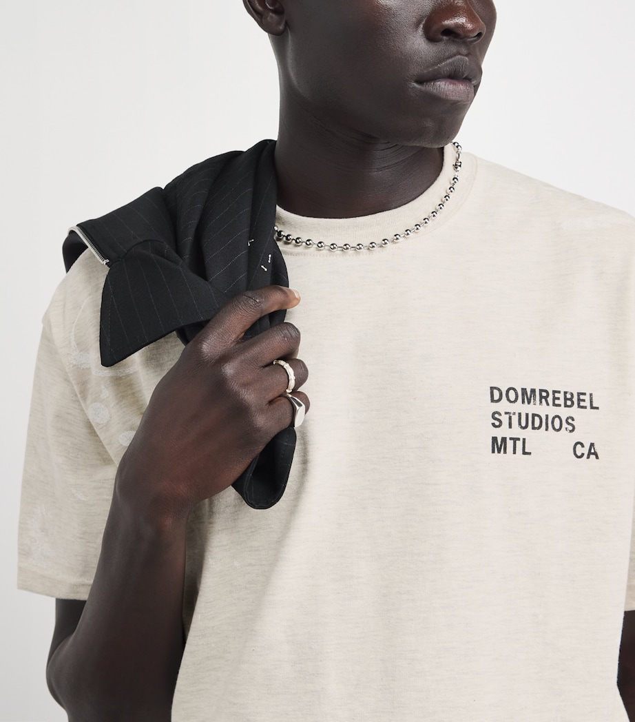 DOMREBEL Mens Cotton Staff T-Shirt Greige Image 3