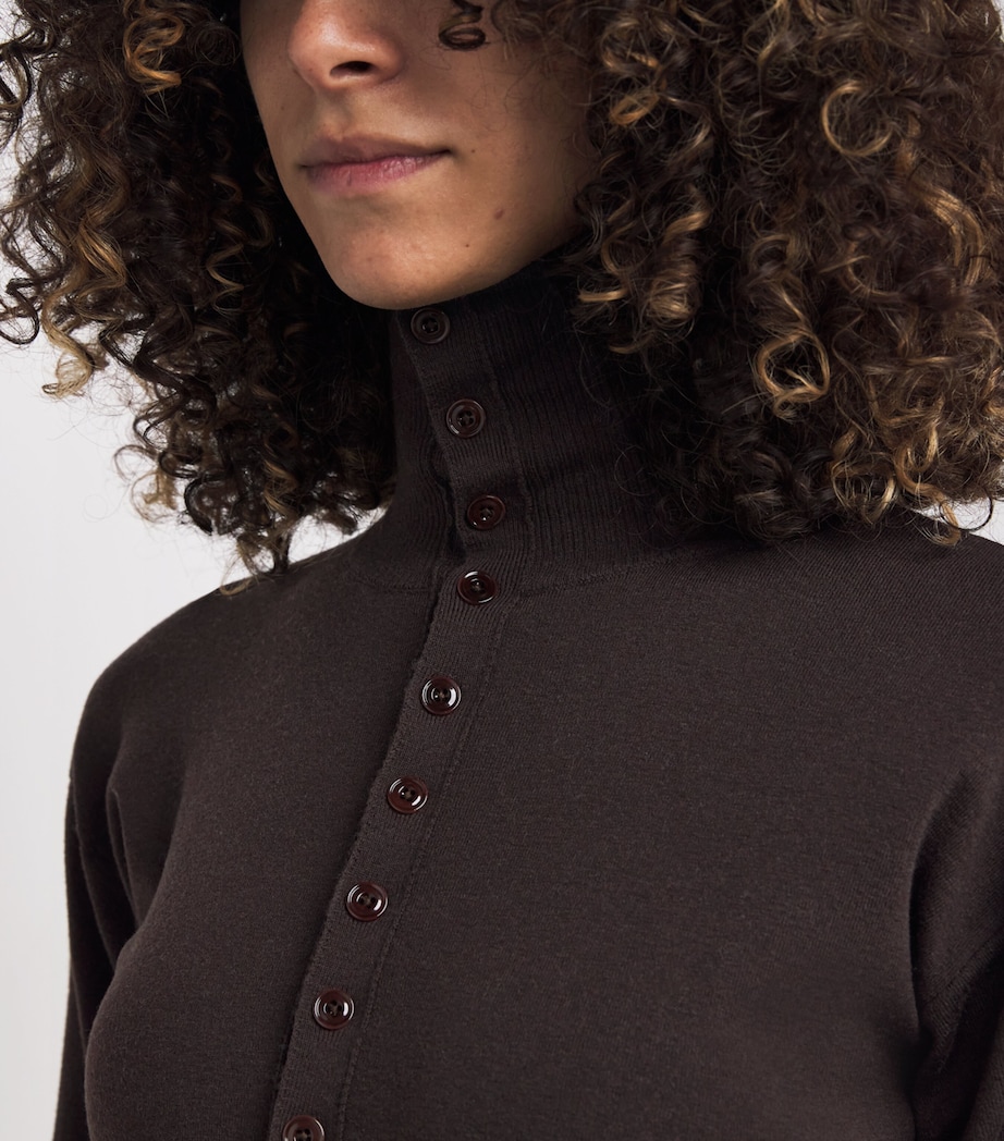 Wool Collared Cardigan RE373 AUBERGINE Image 6