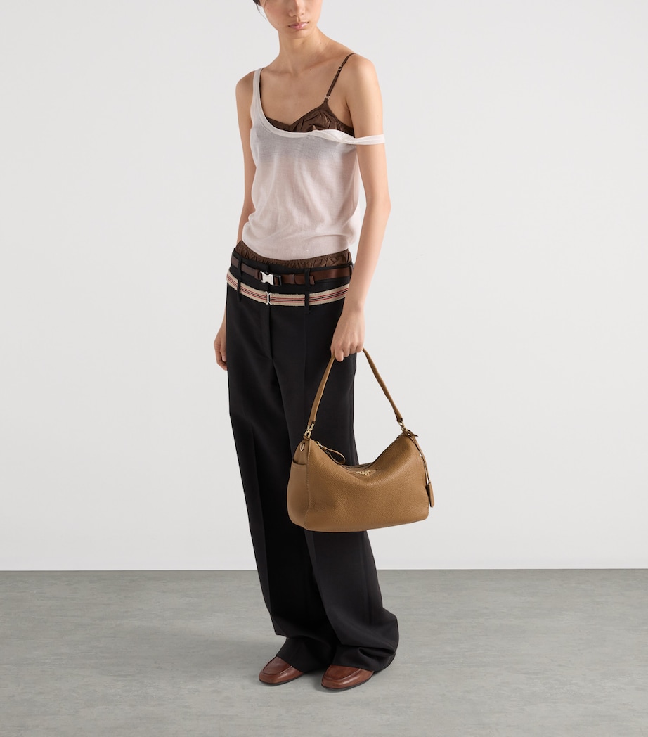 Prada Medium Leather Shoulder Bag Brown Image 2