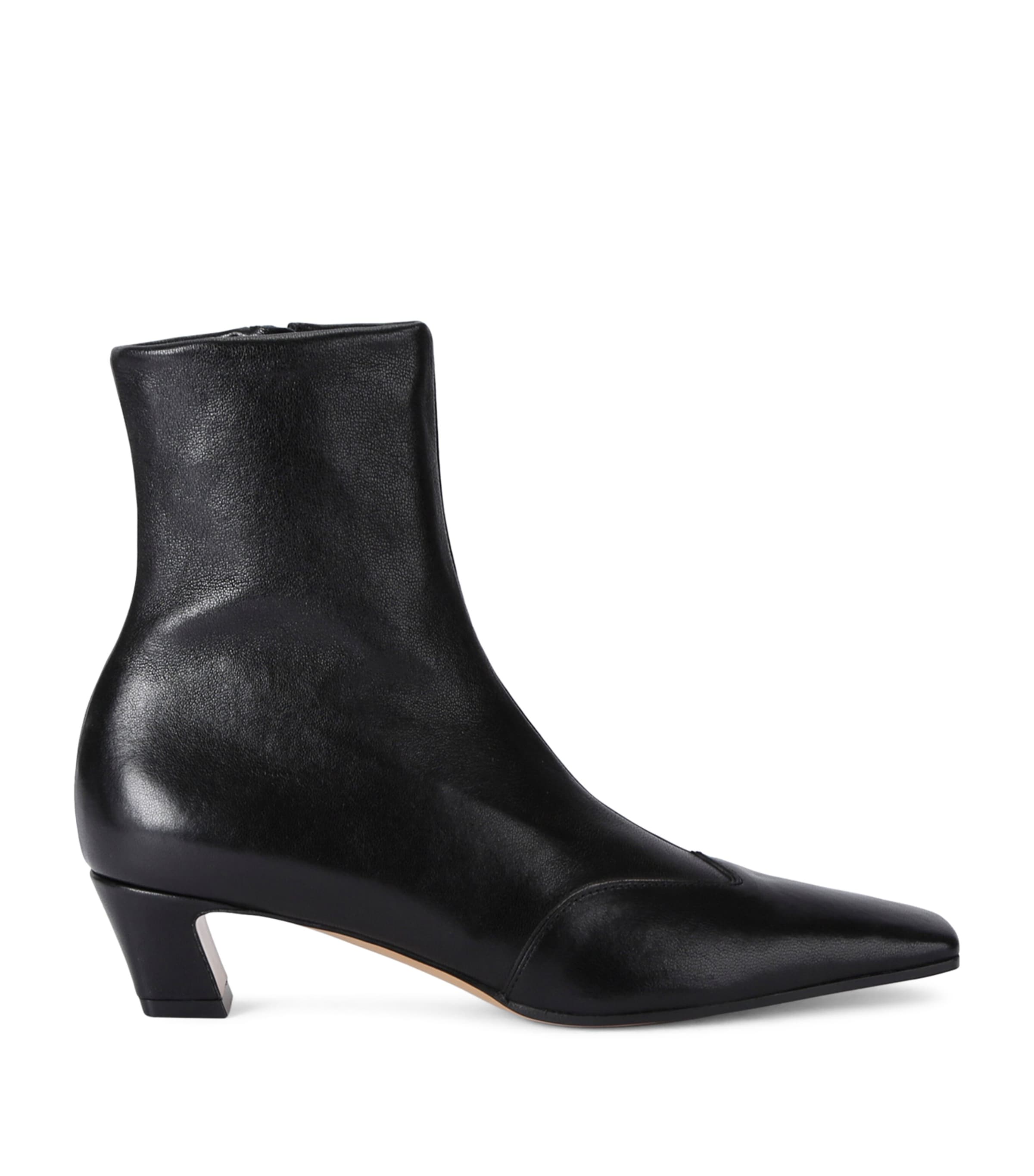 Khaite Nevada Stretch Leather Ankle Booties In Black