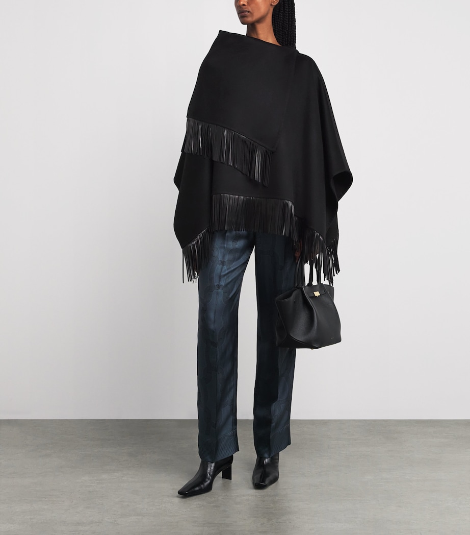 Wool-Alpaca-Cashmere Poncho K09 BLACK Image 2