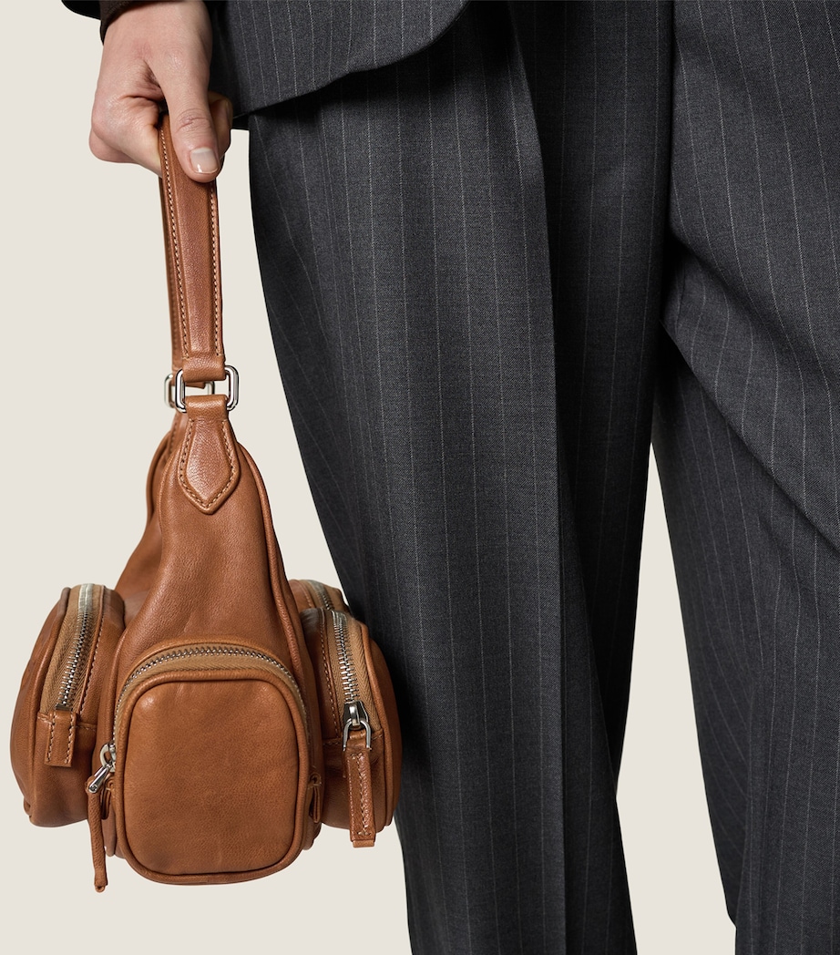 Nappa Leather Pocket Top-Handle Bag F098L Image 5