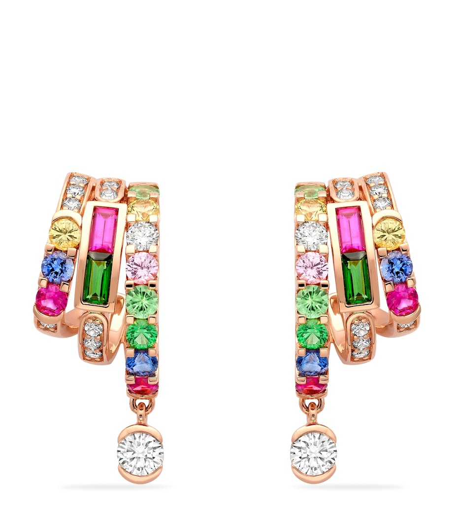 Boodles Rose Gold, Diamond, Sapphire, Ruby and Tsavorite Play of Light Hoop Earrings Rose Gold Image 1