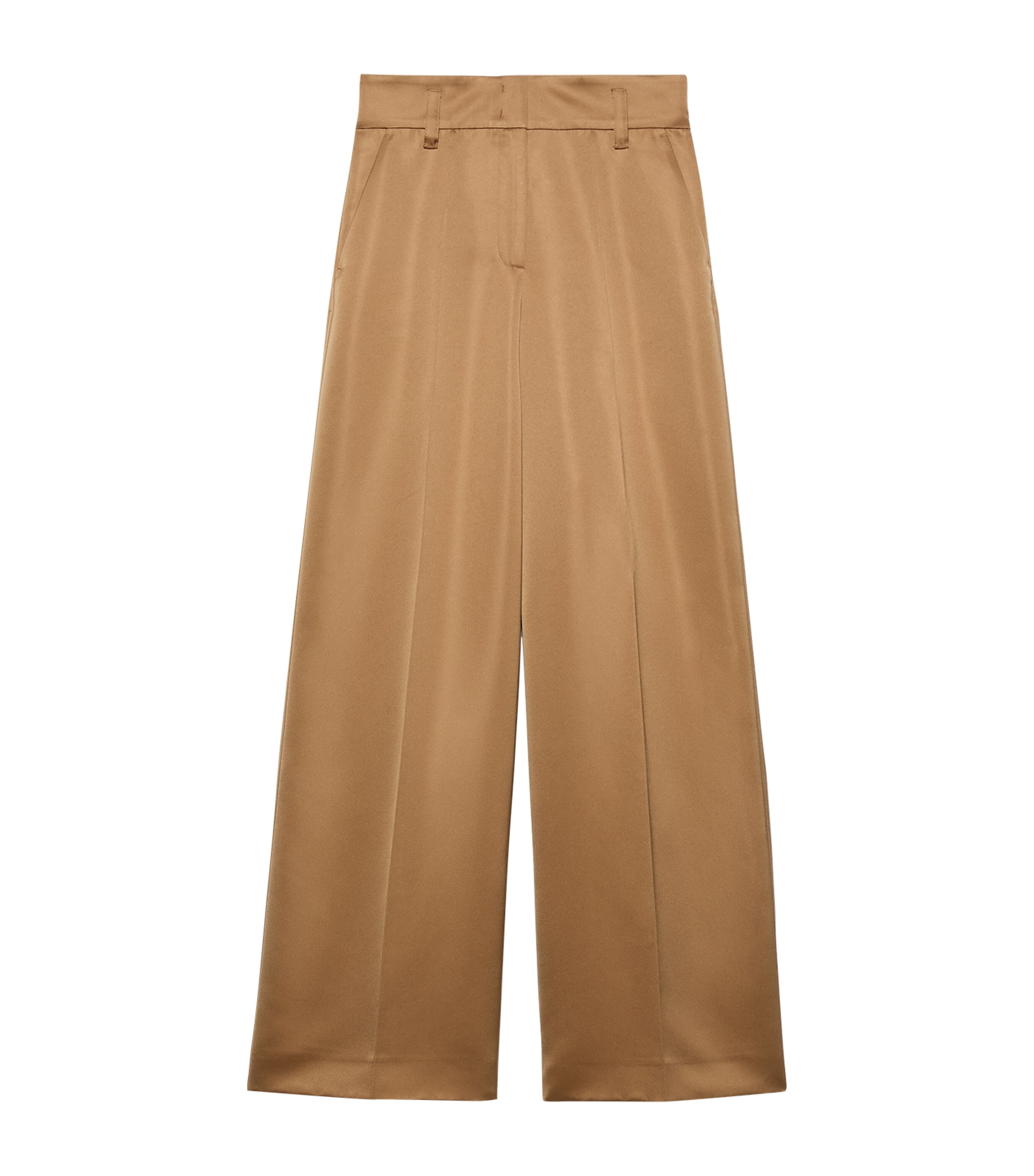 MAX&Co. Womens Satin Wide-Leg Trousers Beige Image 1