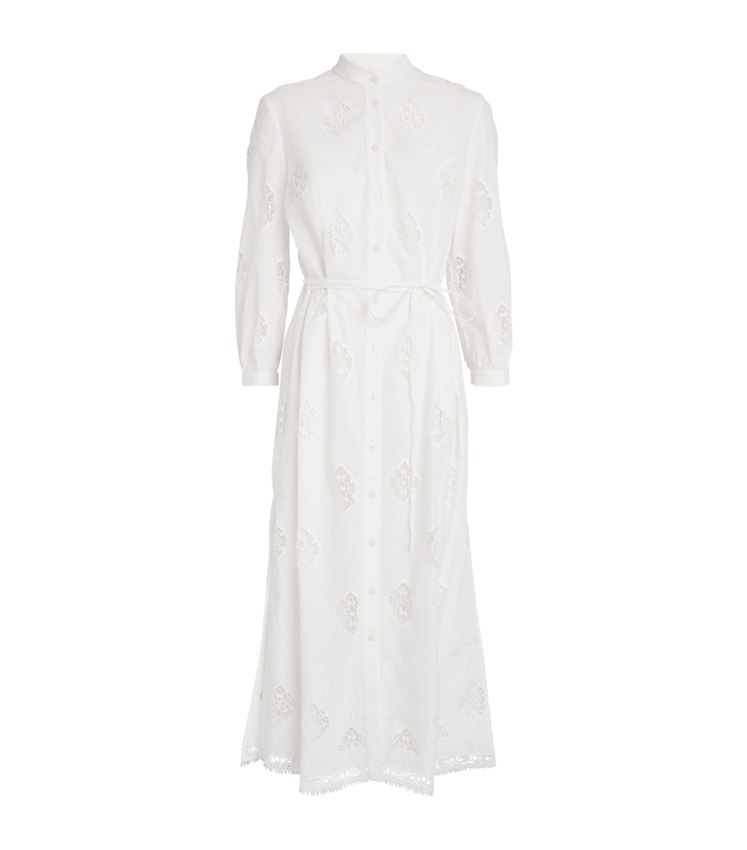 Shop Erdem Broderie Anglaise Midi Dress In White