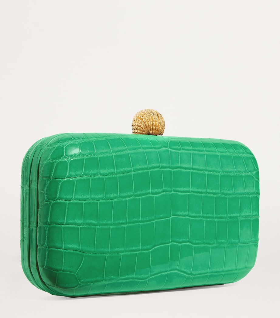 Crocodile Leather Clutch Bag APPLE GREEN Image 3