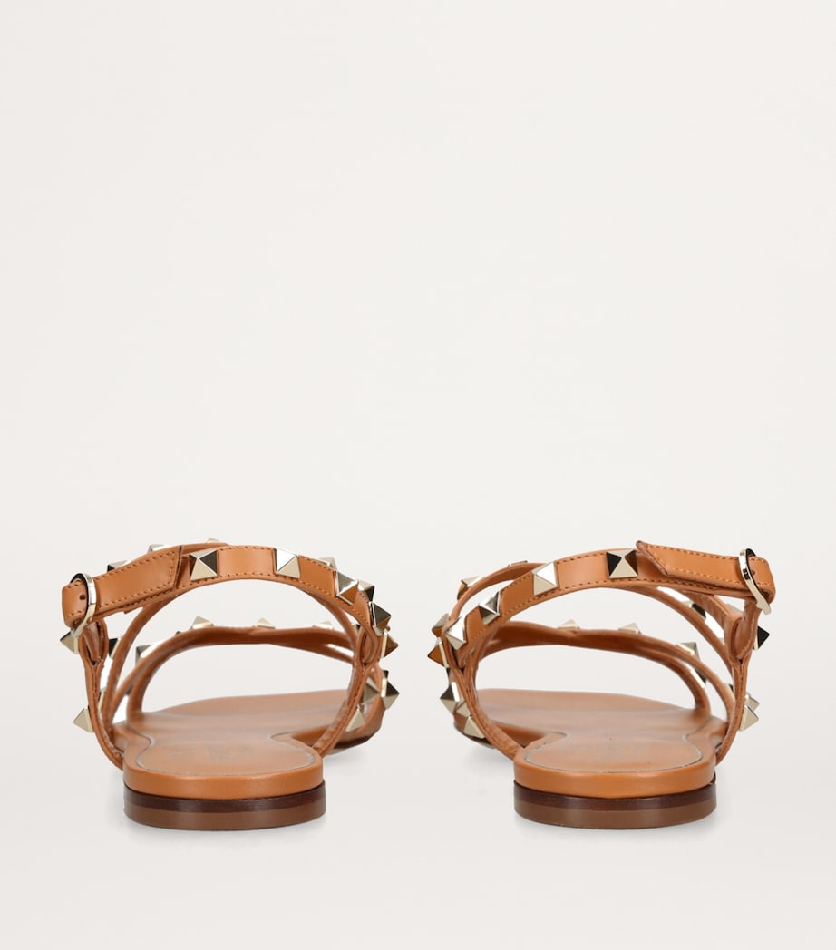 Valentino Garavani Leather Rockstud Sandals Brown Image 3