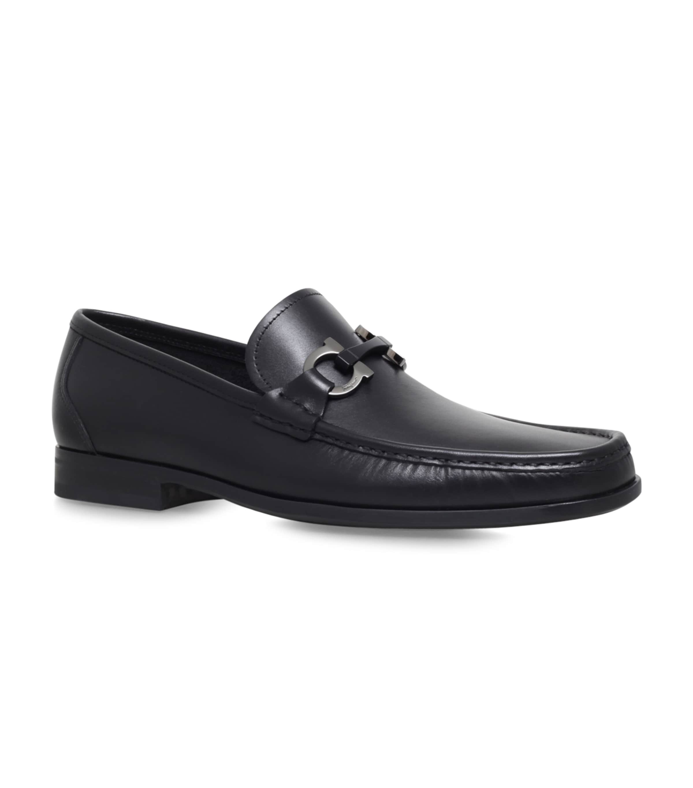 Ferragamo Grandioso Leather Bit Loafers In Black