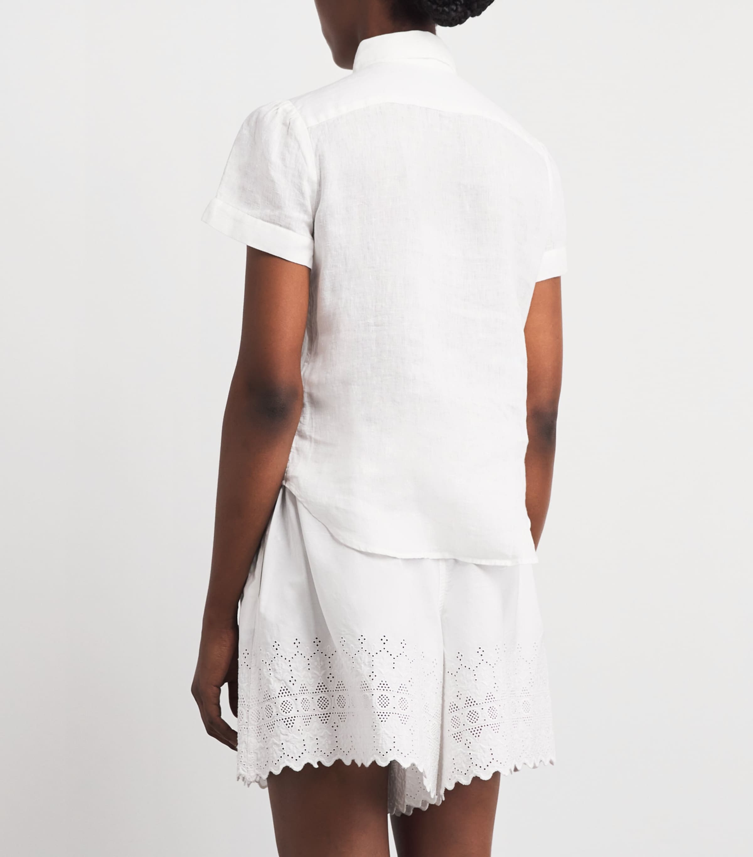 Polo Ralph Lauren Womens Linen Short-Sleeve Shirt Classic Oxford White Image 5