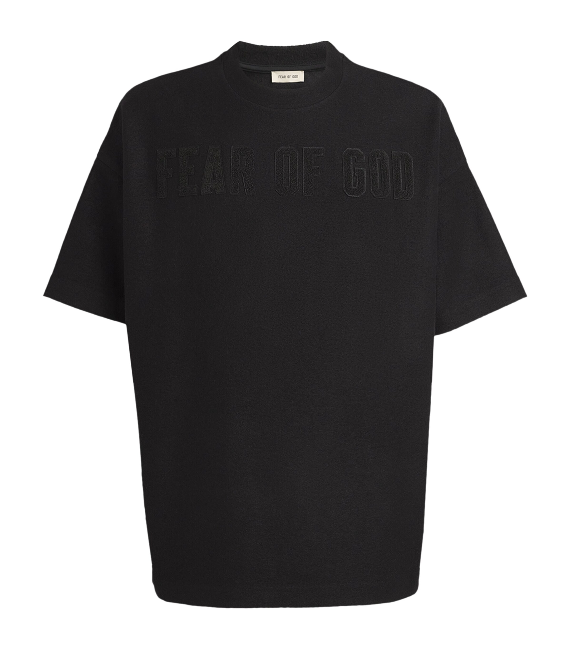 Fear Of God 'eternal' Black Crewneck T-shirt With Tonal Embroidery On The Front And Logo Patch On The Rear