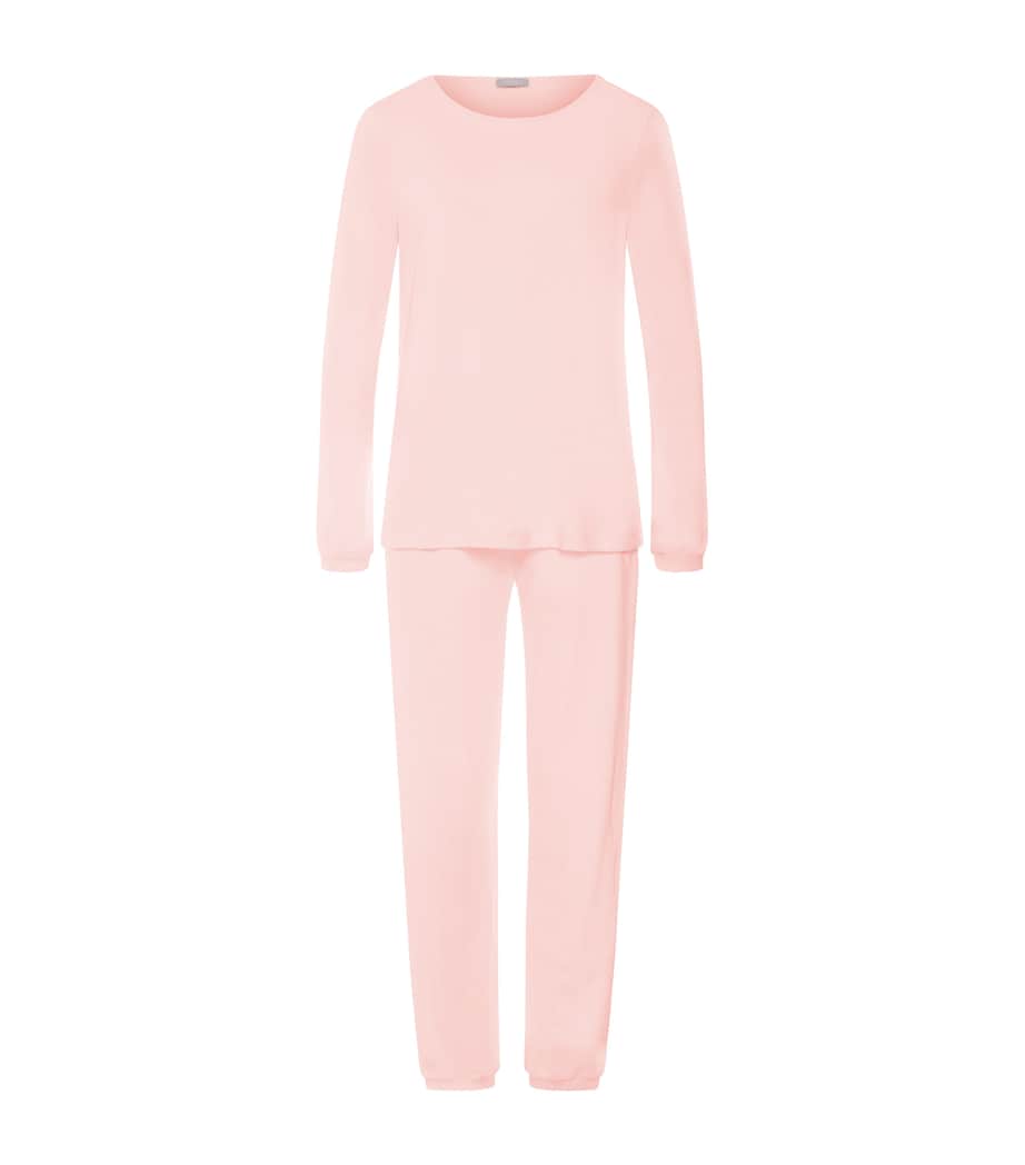 Hanro Womens Cotton Franca Pyjama Set Rosewater Image 1