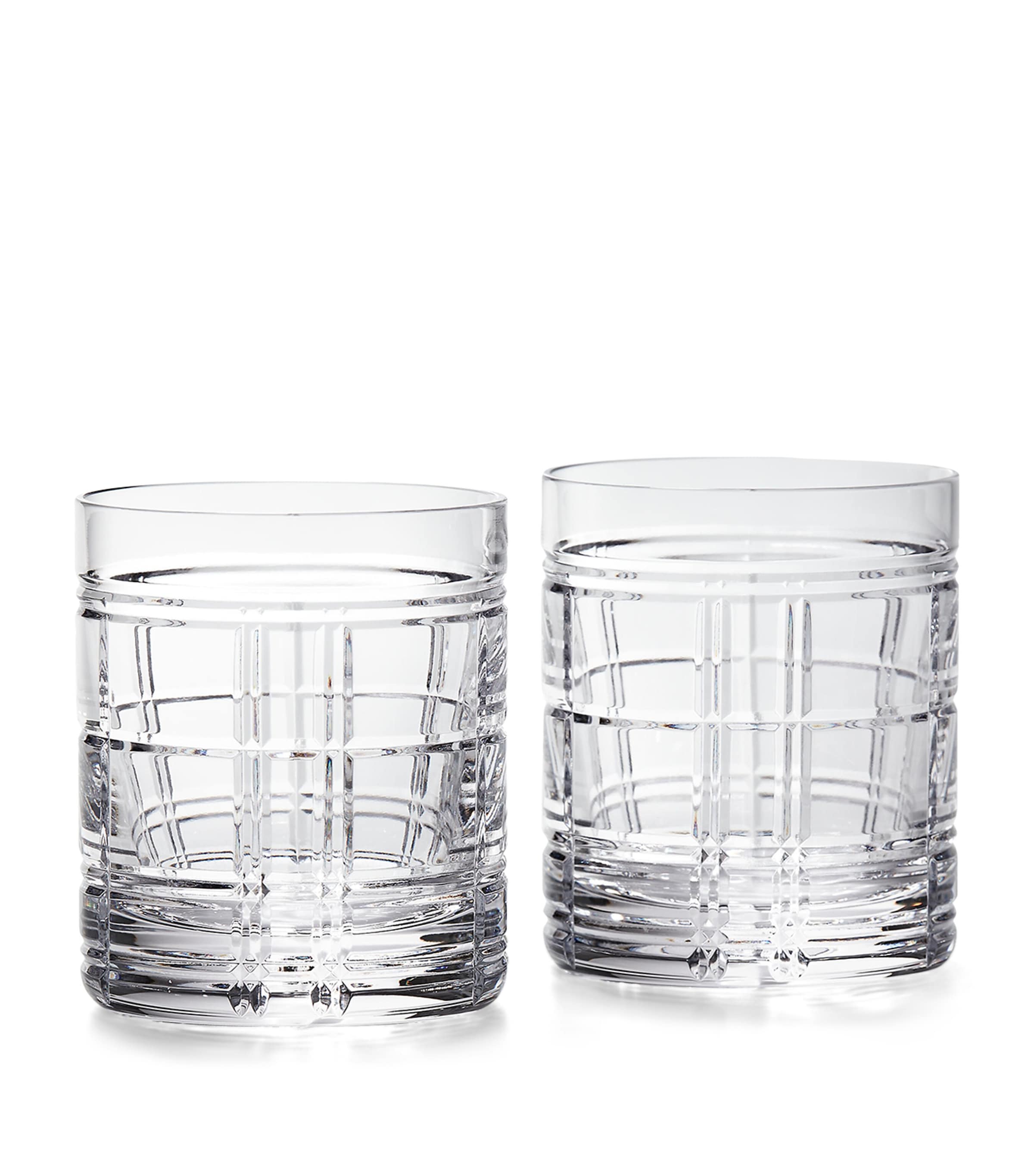 Set of 2 Hudson Plaid Old Fashioned Glasses CLEAR Image 1
