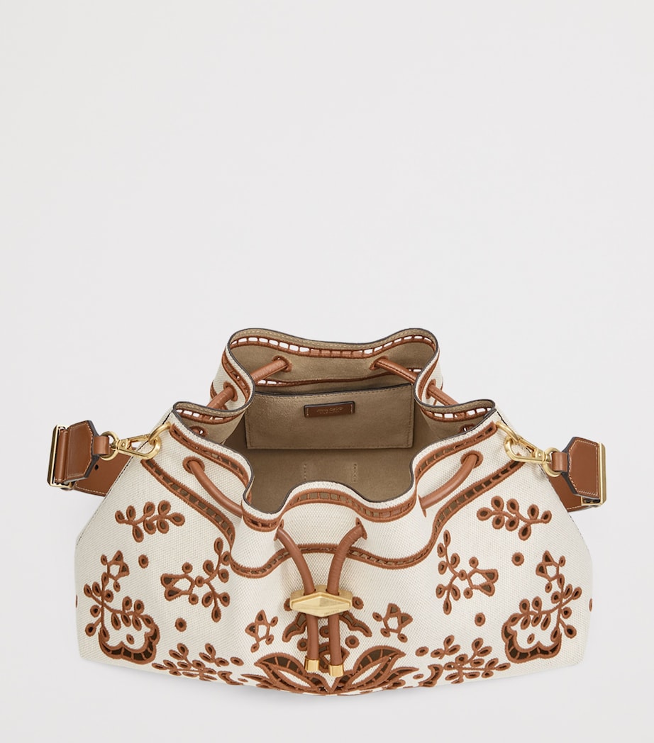 Medium Canvas Cinch Bucket Bag NATURAL/TAN/GOLD Image 5