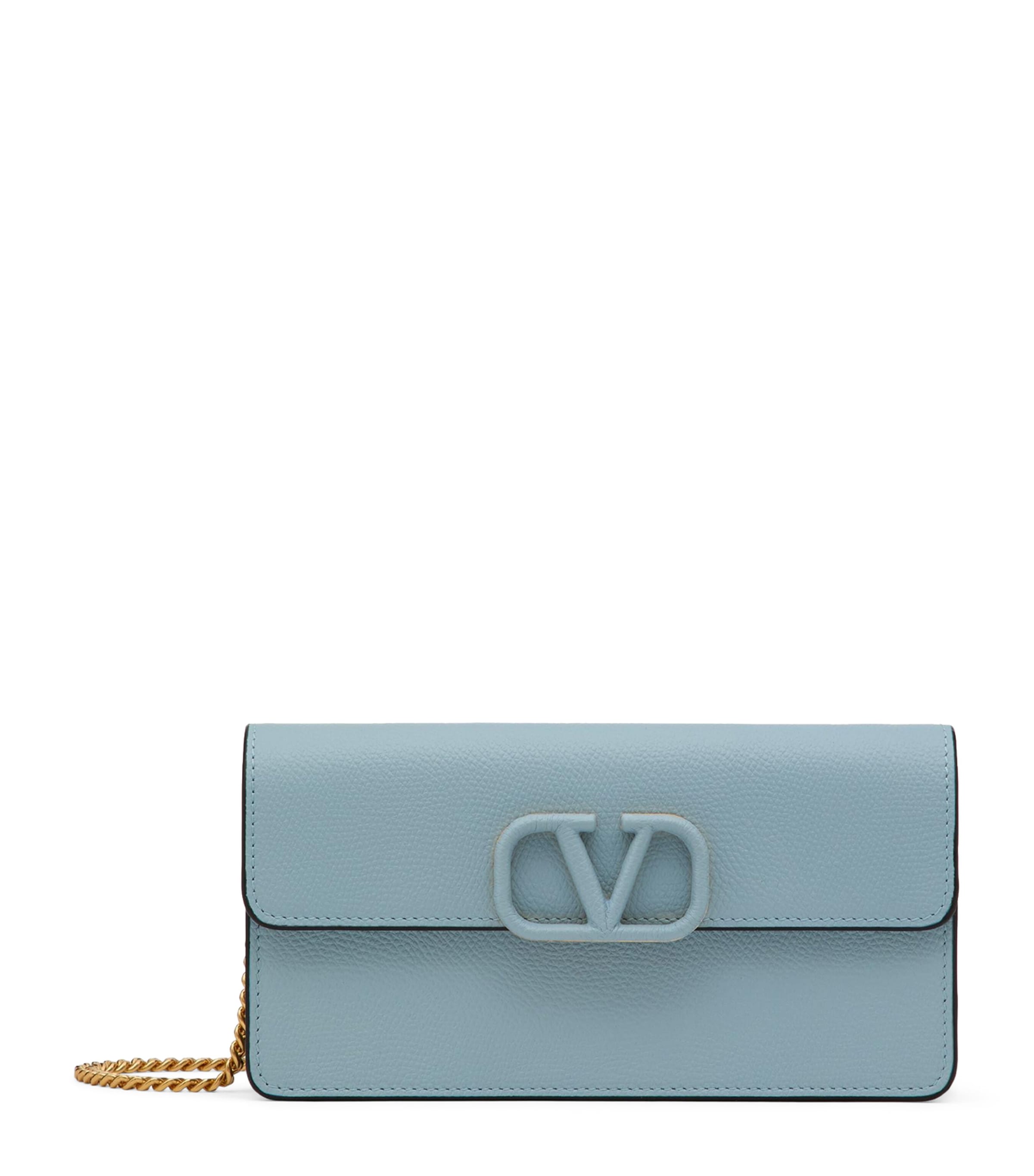 VALENTINO GARAVANI CALF LEATHER VLOGO CHAIN WALLET 